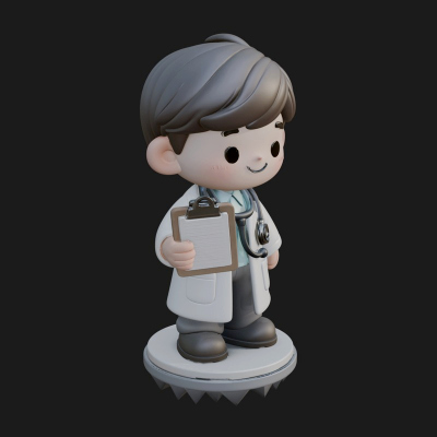 Chibi Doctor With Clipboard Statue Design 1 3D Print Model