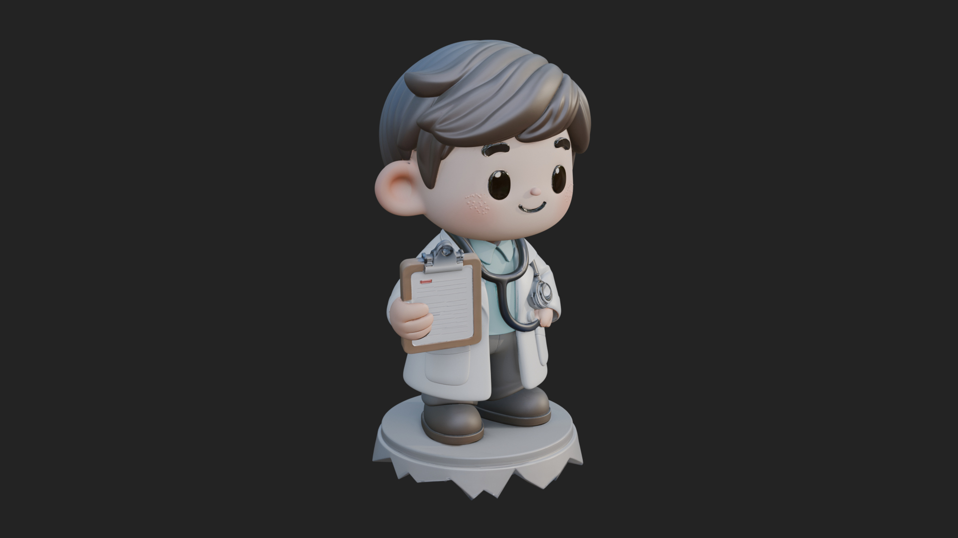 Chibi Doctor With Clipboard Statue Design 2 3D Print Model 3D Model