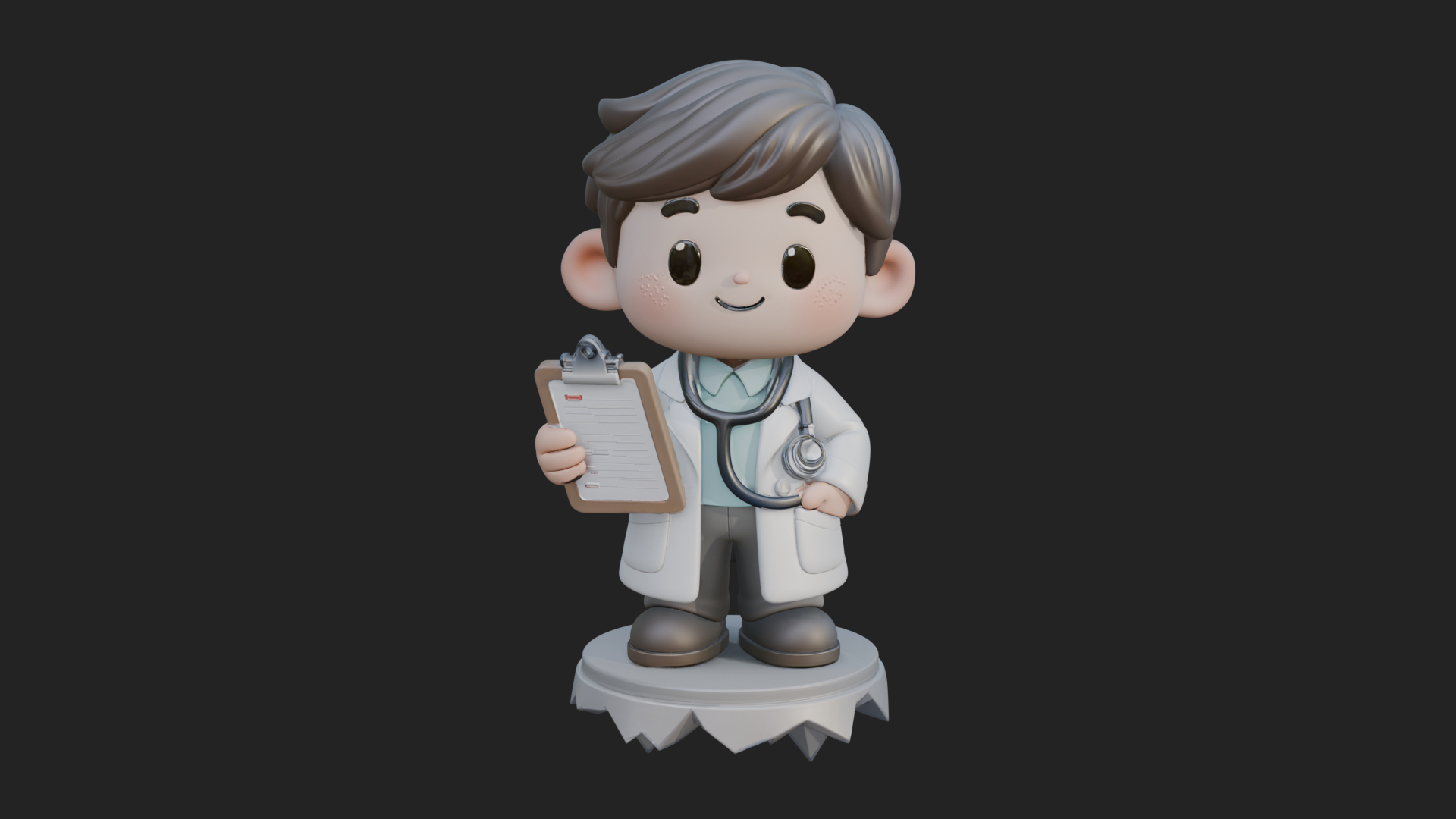 Chibi Doctor With Clipboard Statue Design 2 3D Print Model 3D Model
