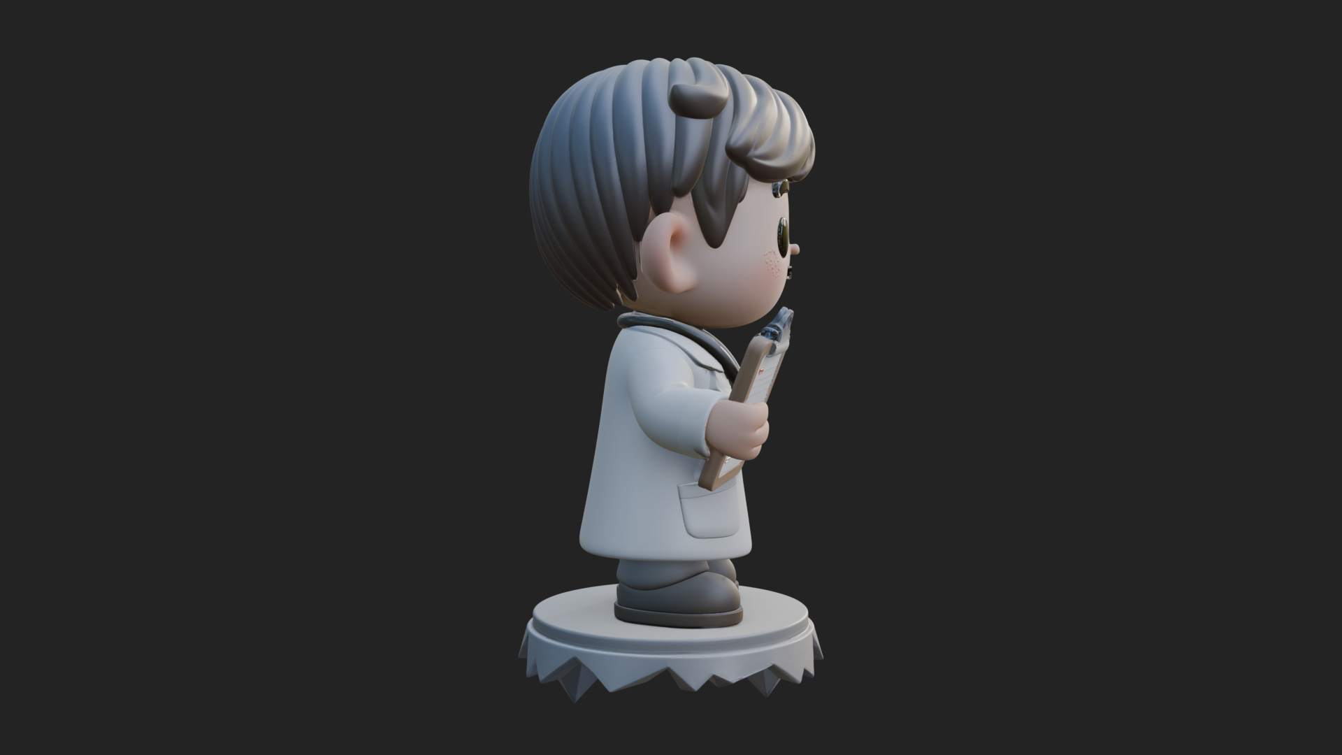 Chibi Doctor With Clipboard Statue Design 2 3D Print Model 3D Model