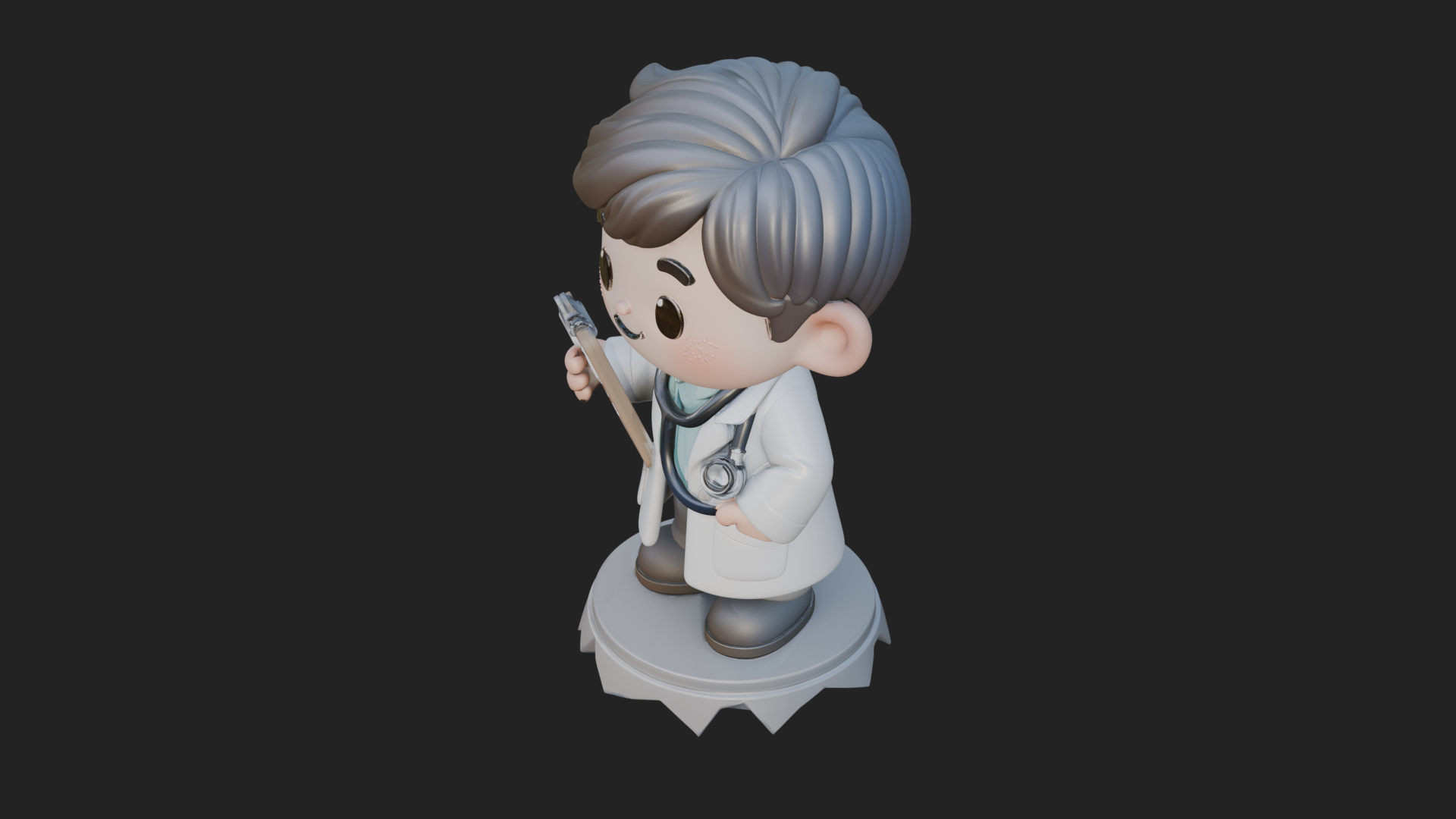 Chibi Doctor With Clipboard Statue Design 2 3D Print Model 3D Model