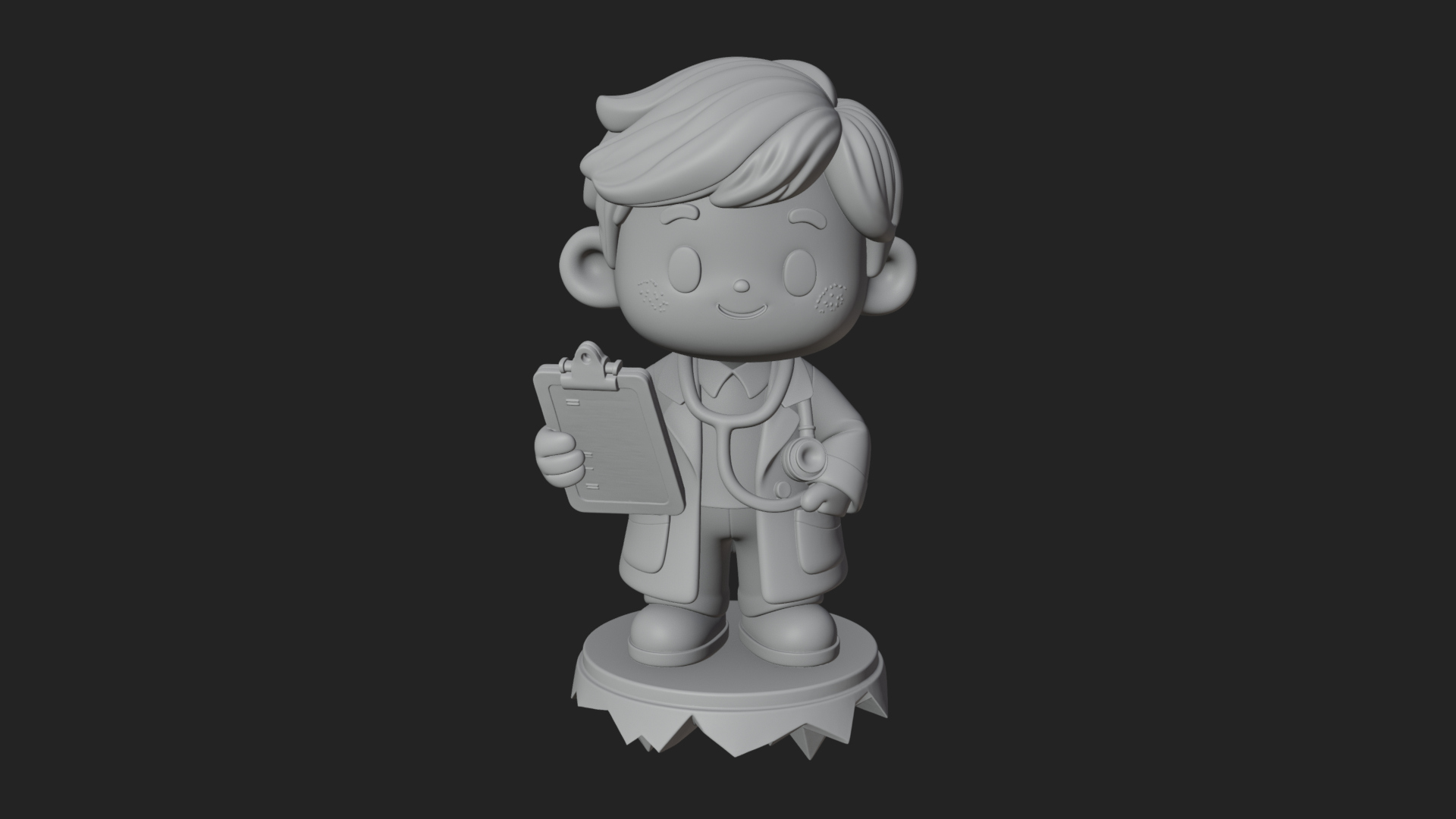 Chibi Doctor With Clipboard Statue Design 2 3D Print Model 3D Model