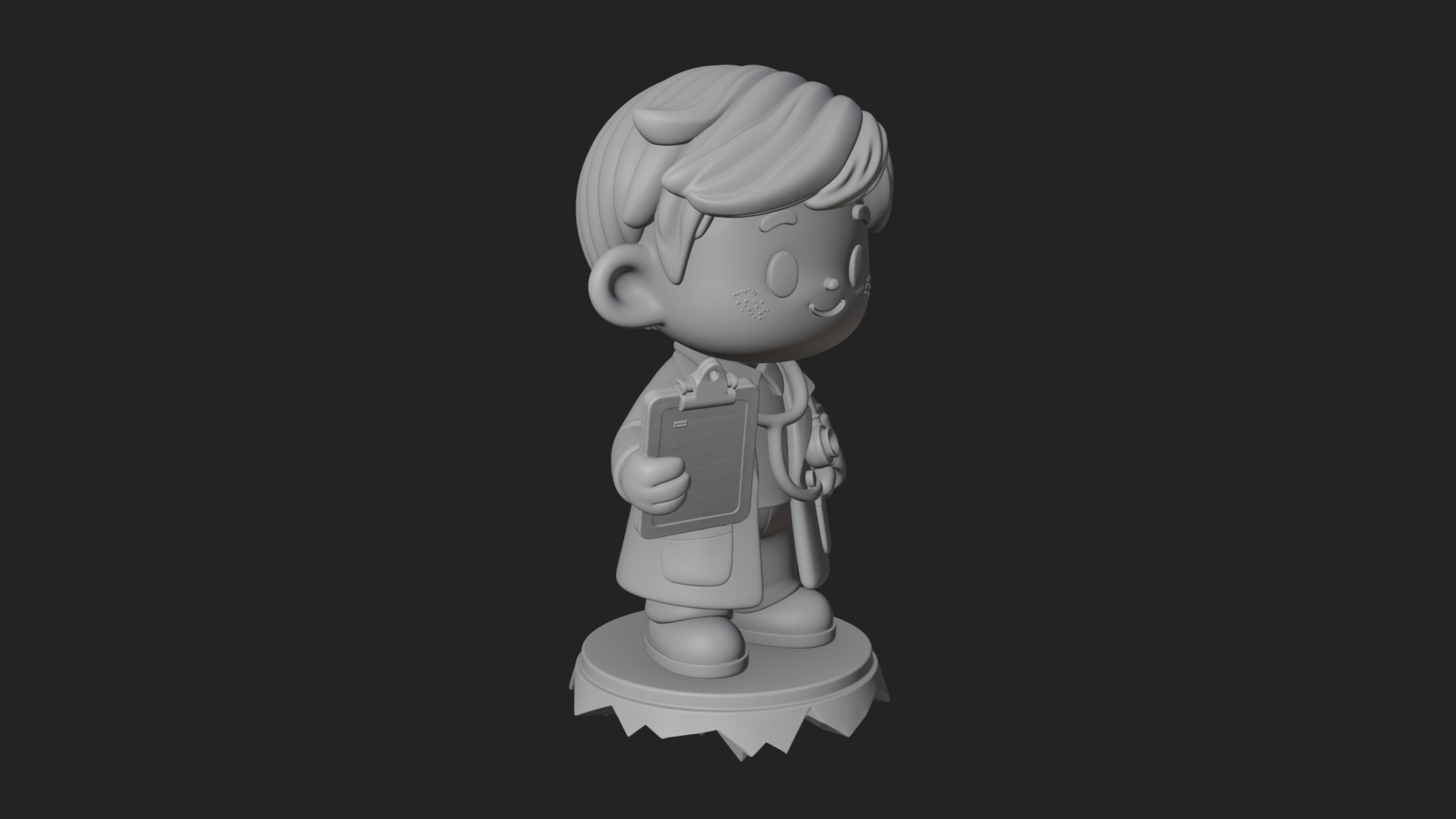 Chibi Doctor With Clipboard Statue Design 2 3D Print Model 3D Model