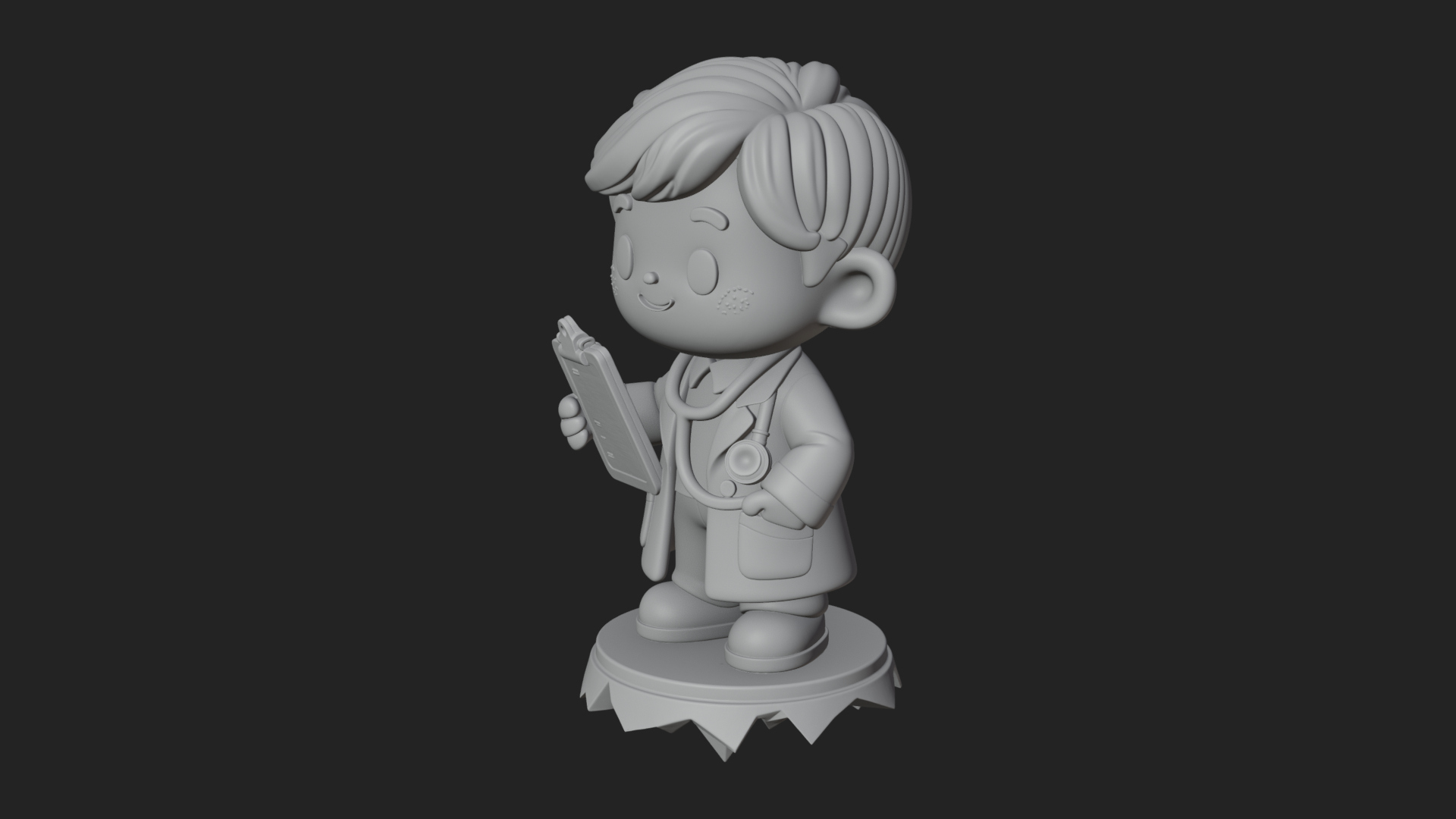 Chibi Doctor With Clipboard Statue Design 2 3D Print Model 3D Model