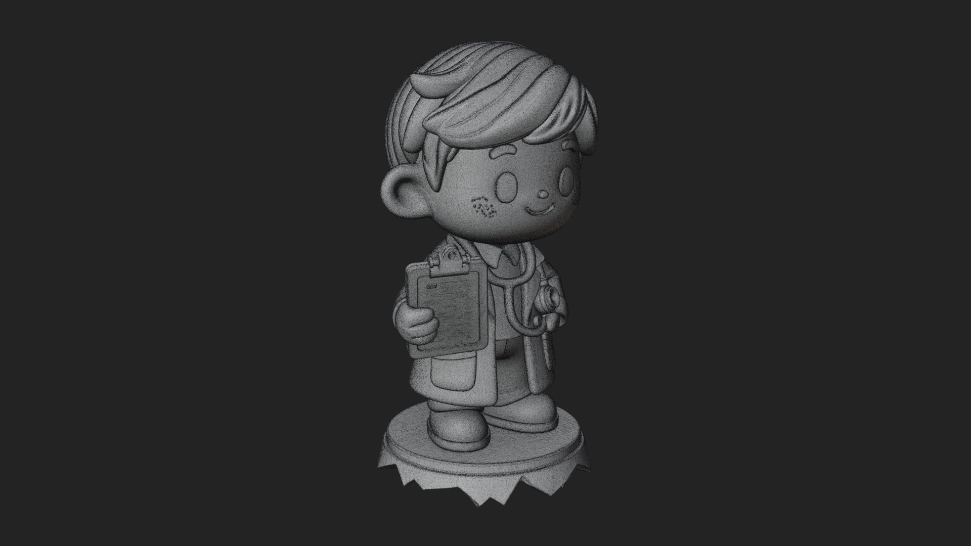 Chibi Doctor With Clipboard Statue Design 2 3D Print Model 3D Model