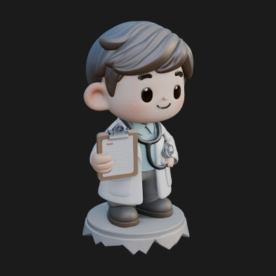 Chibi Doctor With Clipboard Statue Design 2 3D Print Model