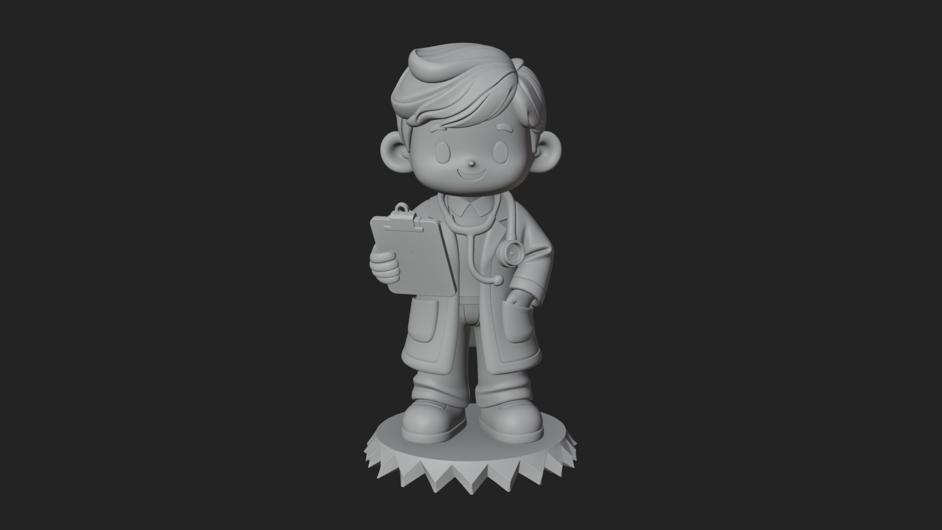 Chibi Doctor With Clipboard Statue Design 3 3D Print Model 3D Model