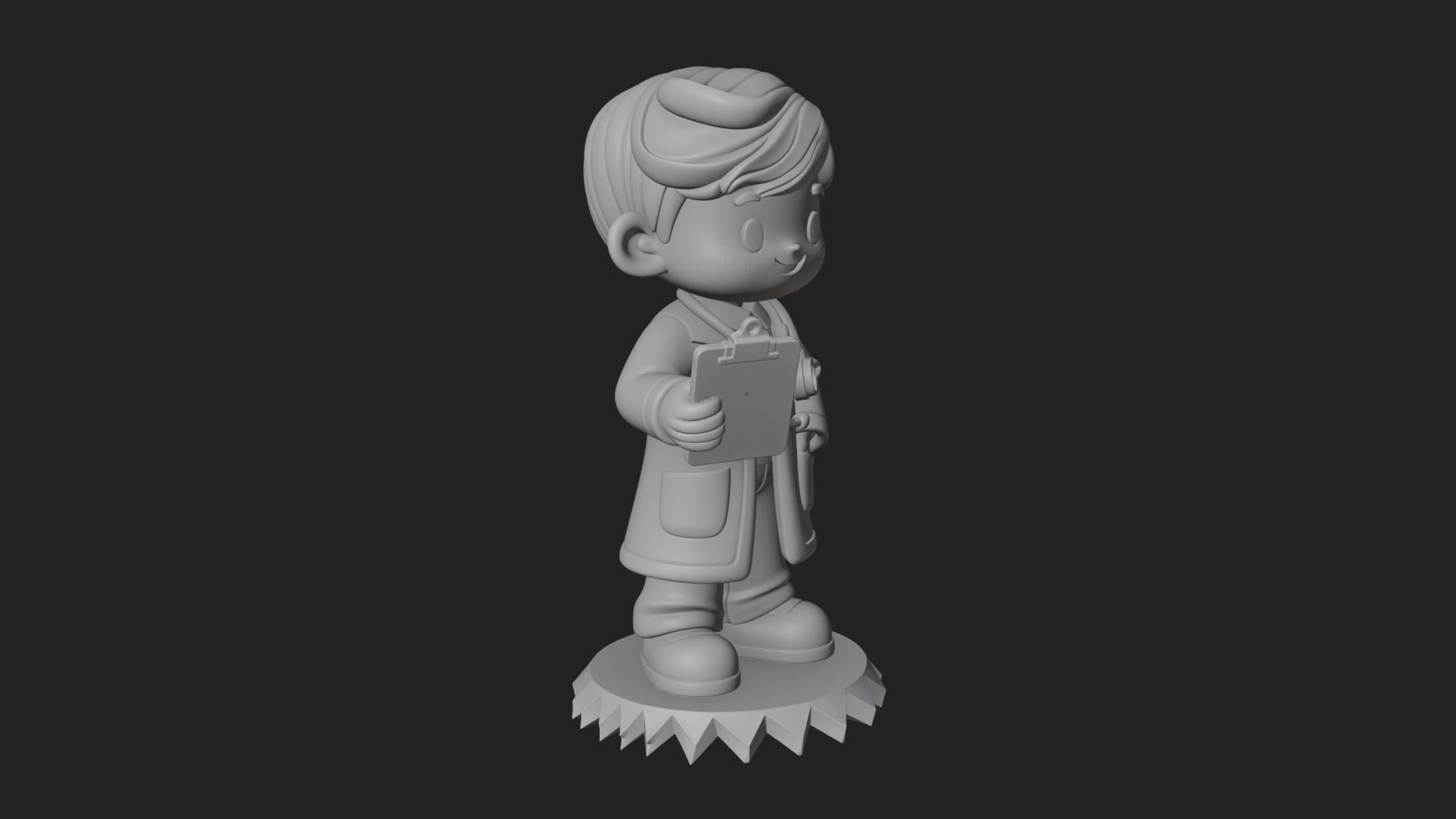 Chibi Doctor With Clipboard Statue Design 3 3D Print Model 3D Model