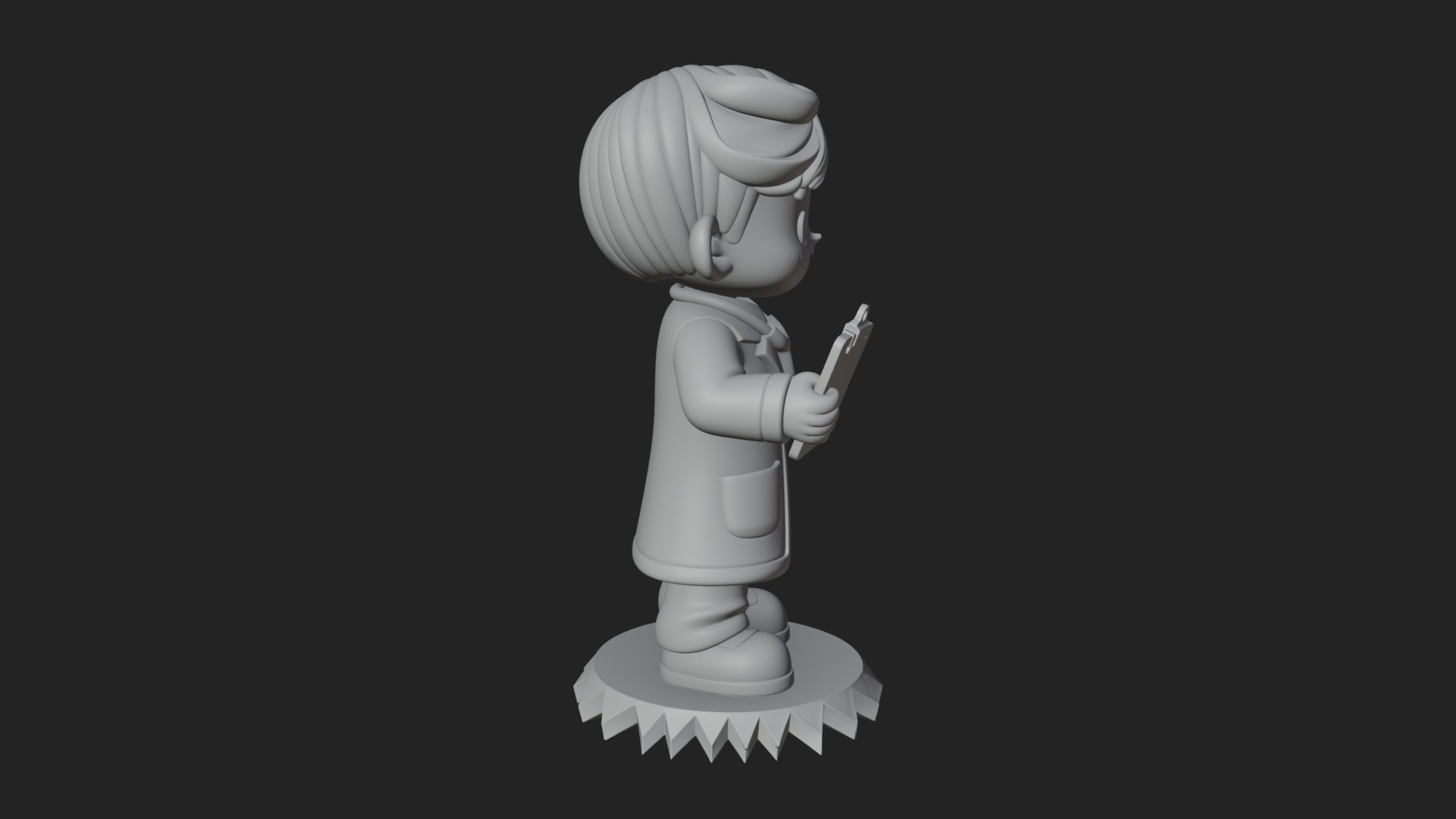Chibi Doctor With Clipboard Statue Design 3 3D Print Model 3D Model