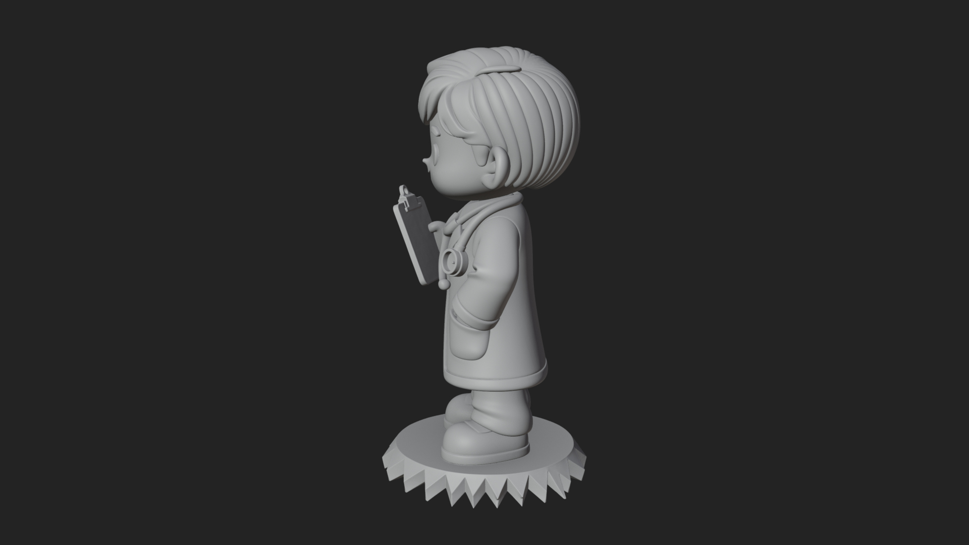 Chibi Doctor With Clipboard Statue Design 3 3D Print Model 3D Model