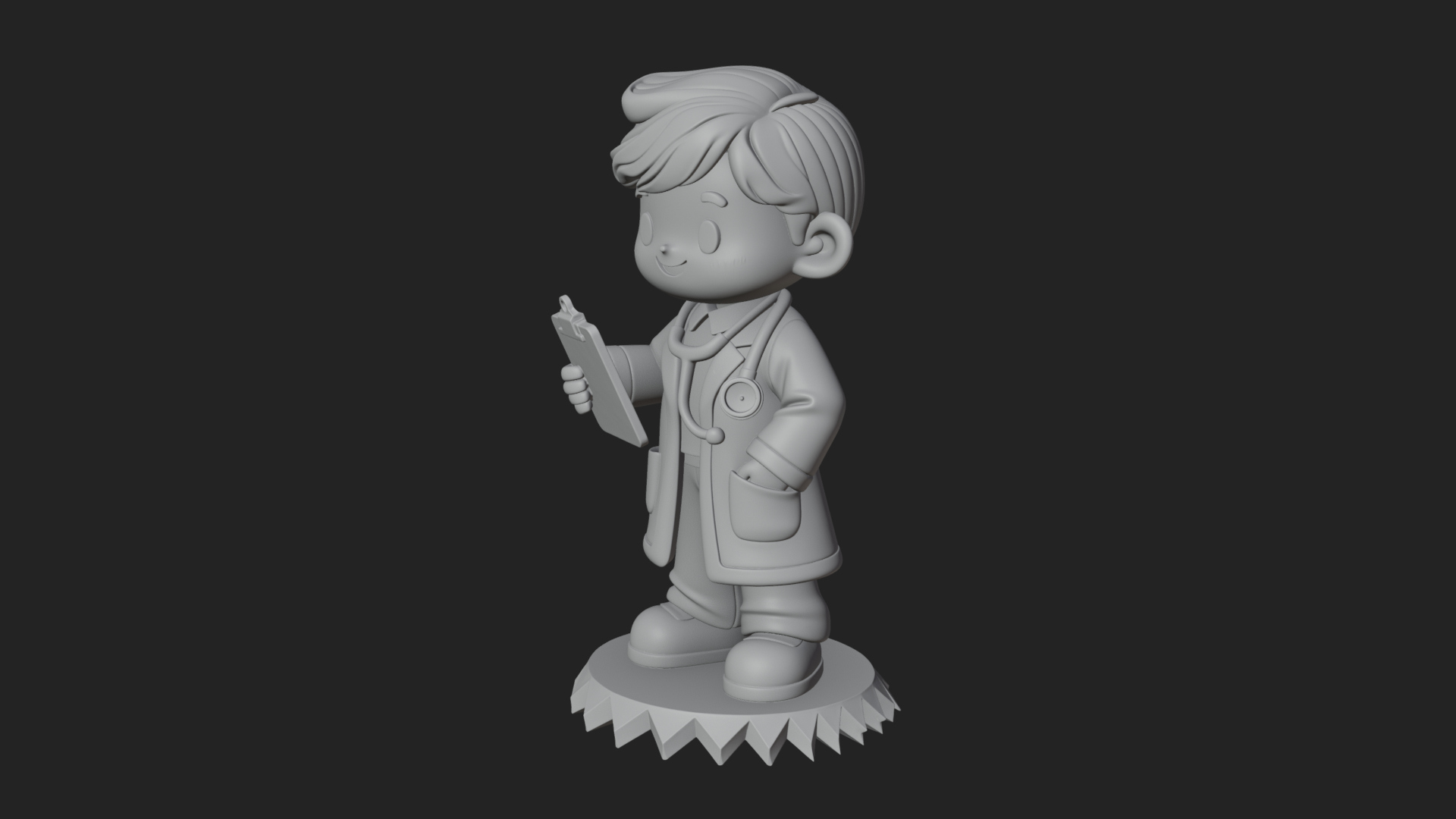 Chibi Doctor With Clipboard Statue Design 3 3D Print Model 3D Model