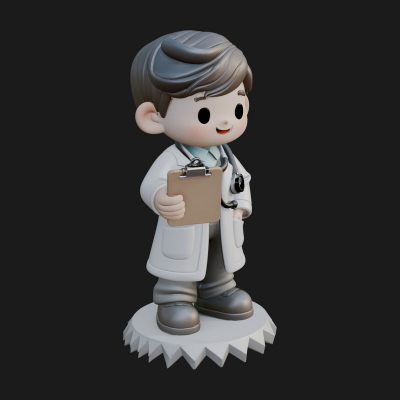 Chibi Doctor With Clipboard Statue Design 3 3D Print Model