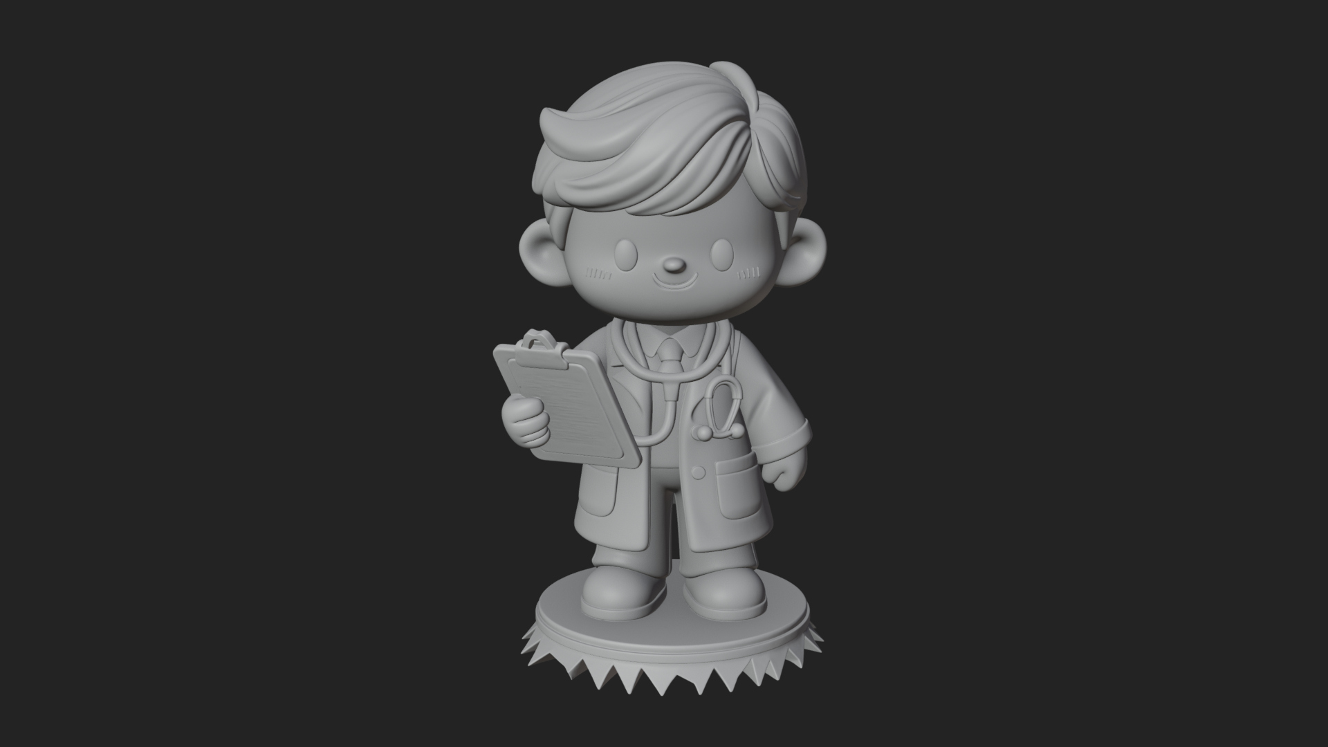 Chibi Doctor With Clipboard Statue Design 4 3D Print Model 3D Model