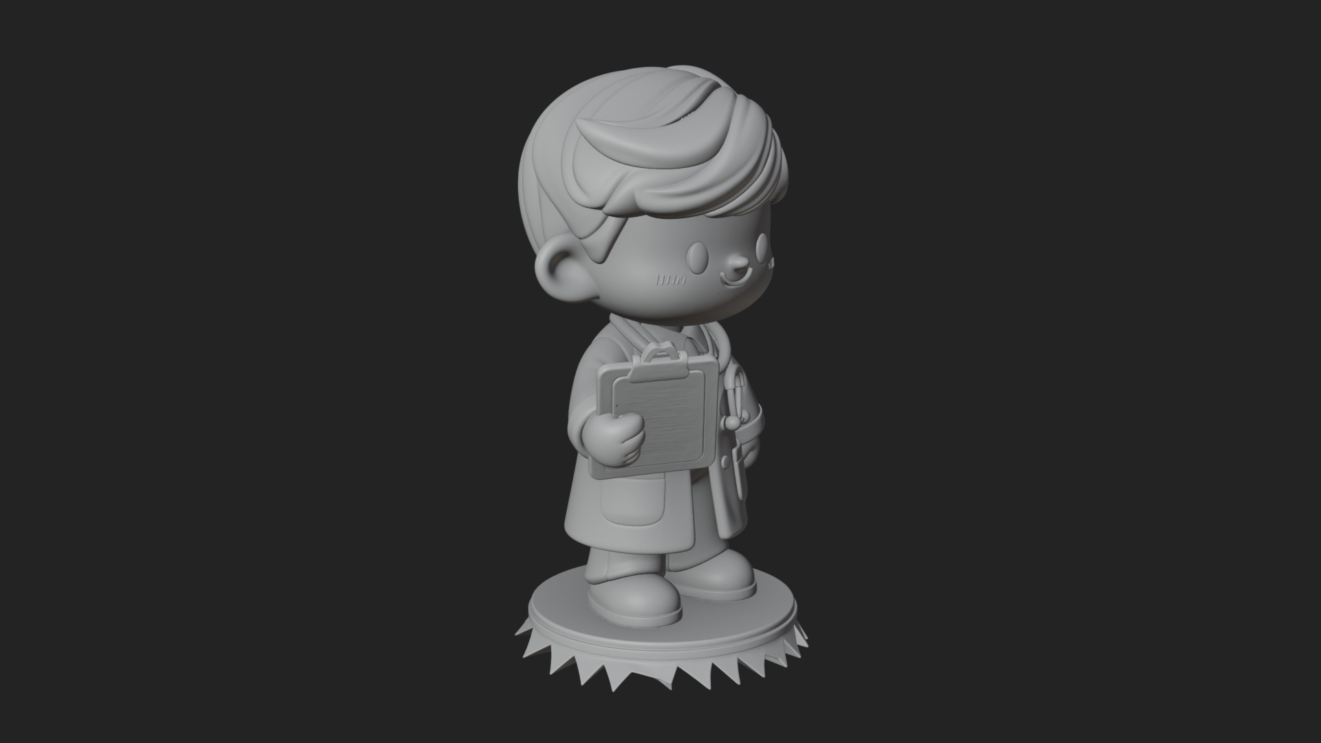 Chibi Doctor With Clipboard Statue Design 4 3D Print Model 3D Model