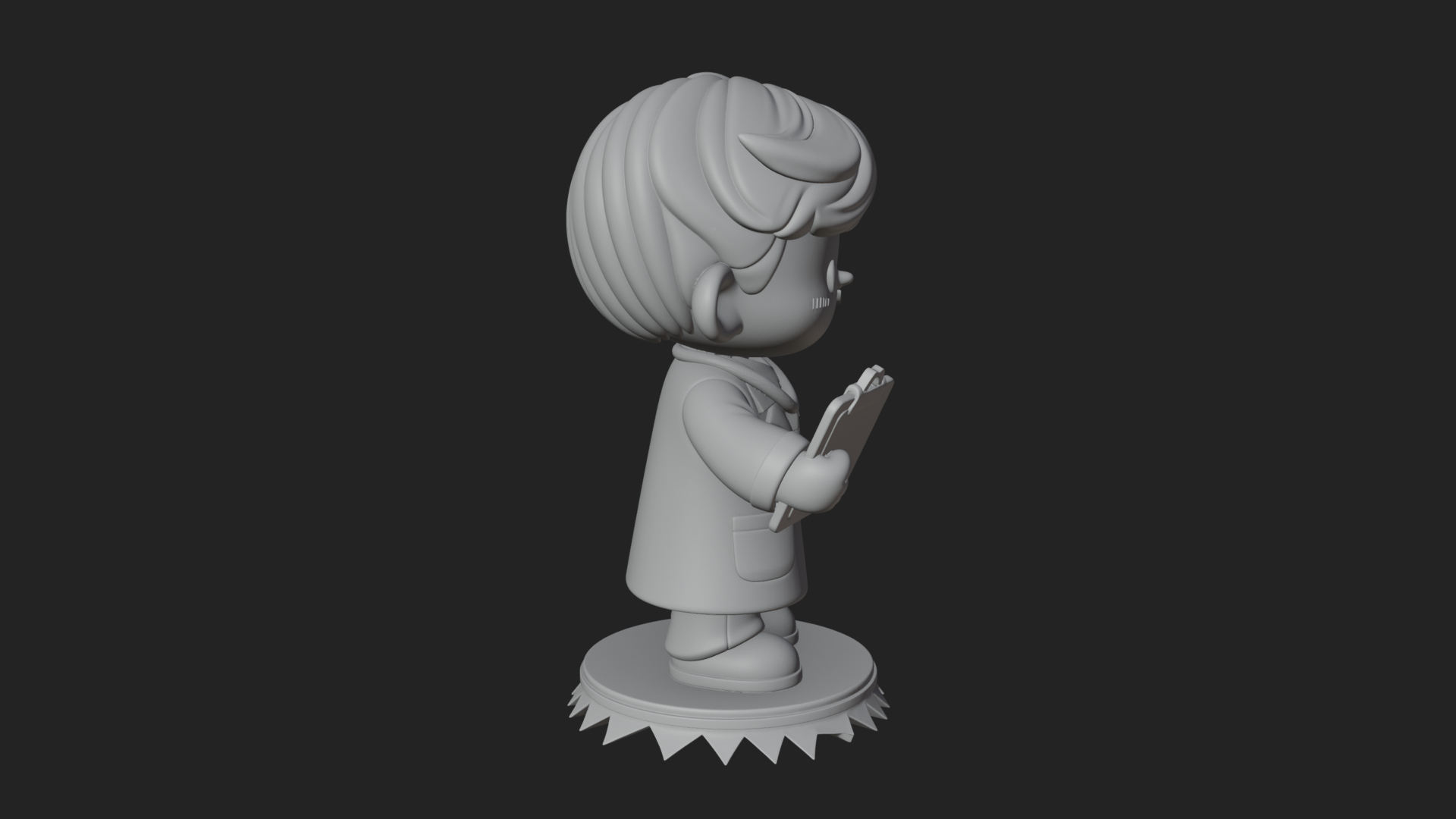 Chibi Doctor With Clipboard Statue Design 4 3D Print Model 3D Model