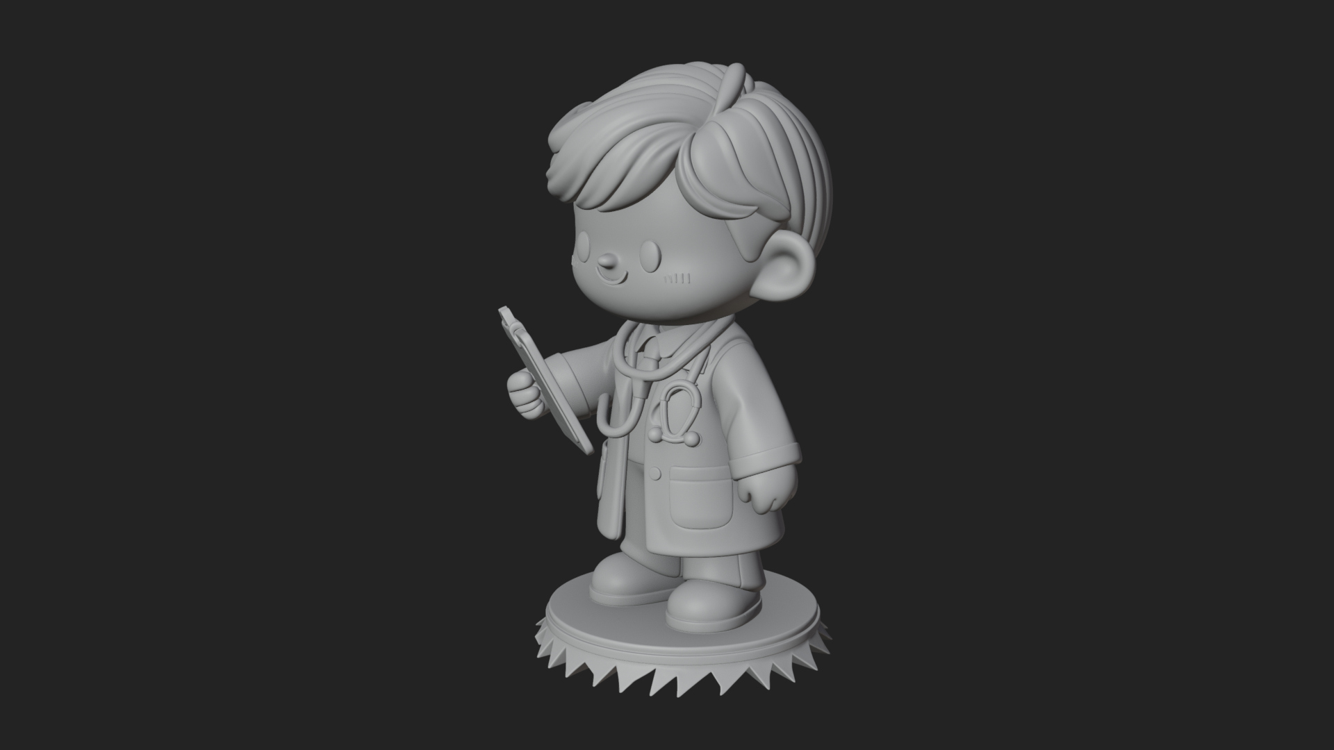 Chibi Doctor With Clipboard Statue Design 4 3D Print Model 3D Model