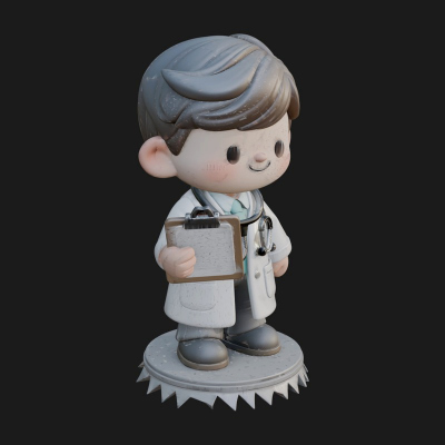Chibi Doctor With Clipboard Statue Design 4 3D Print Model