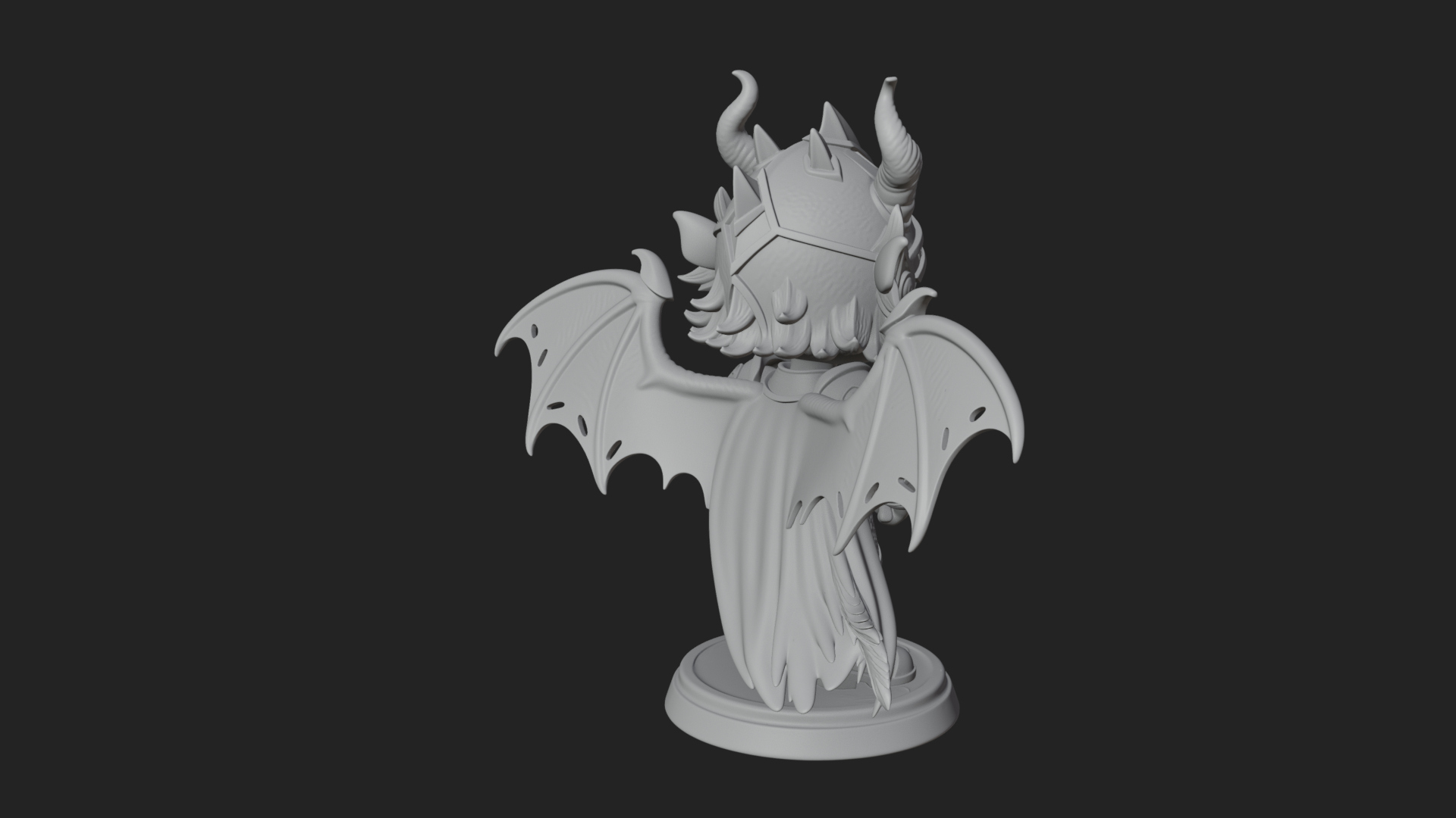 Chibi Dragon Wing Knight Statue Design 1 3D Print Model 3D Model
