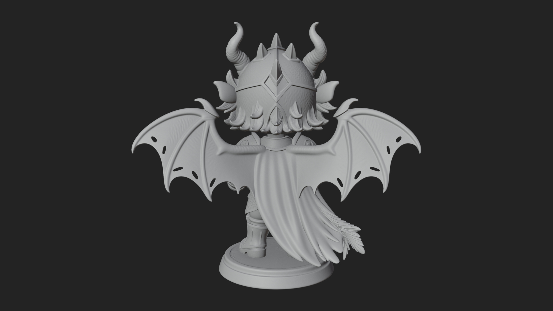 Chibi Dragon Wing Knight Statue Design 1 3D Print Model 3D Model