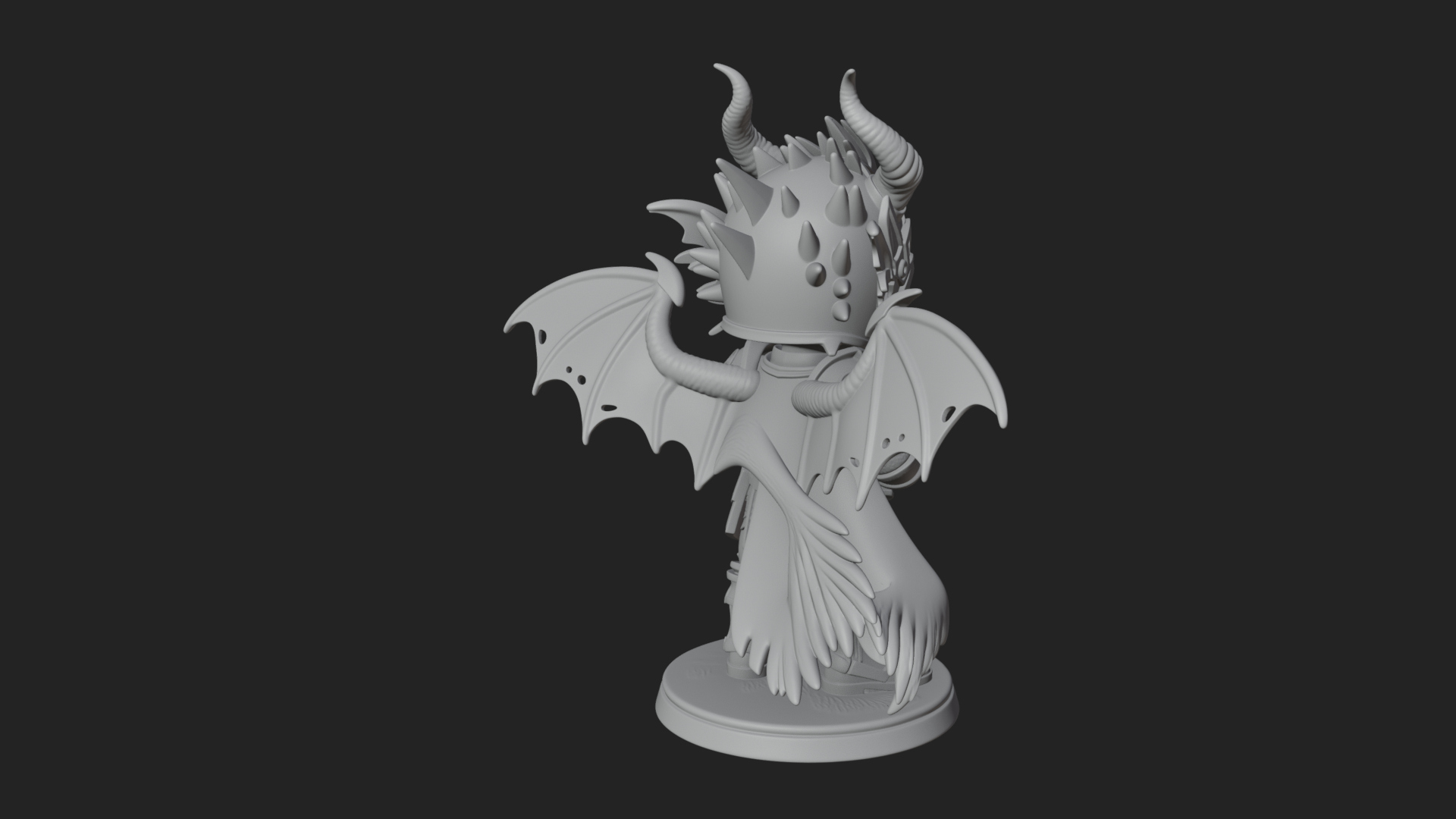 Chibi Dragon Wing Knight Statue Design 2 3D Print Model 3D Model