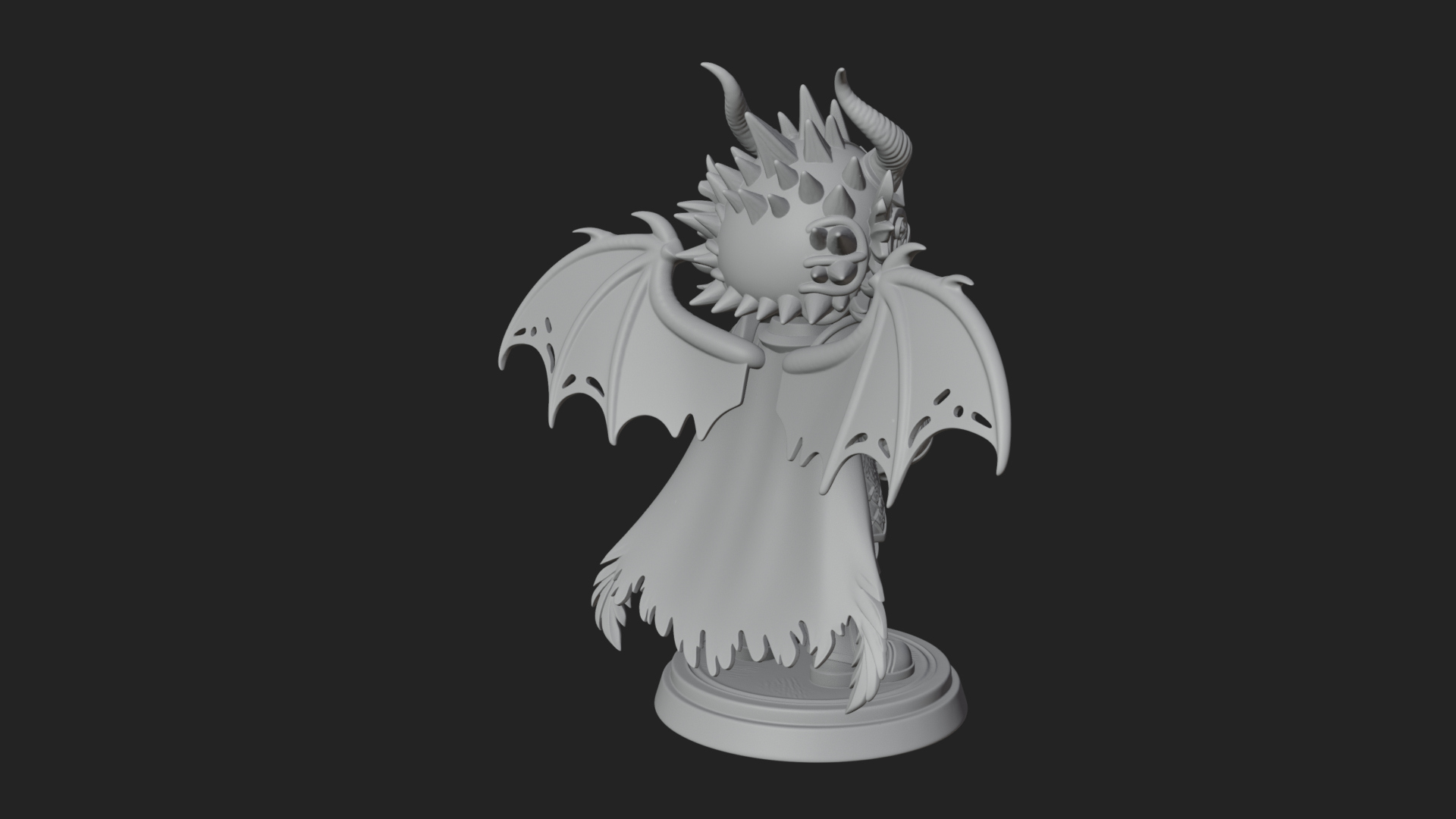 Chibi Dragon Wing Knight Statue Design 3 3D Print Model 3D Model
