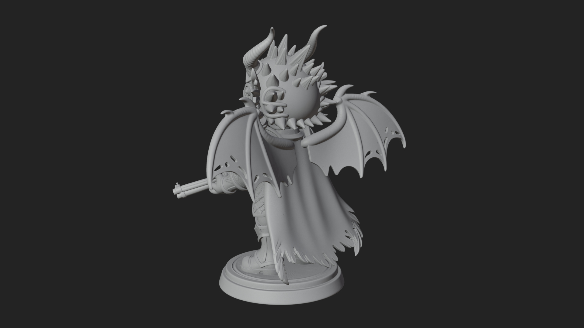Chibi Dragon Wing Knight Statue Design 3 3D Print Model 3D Model