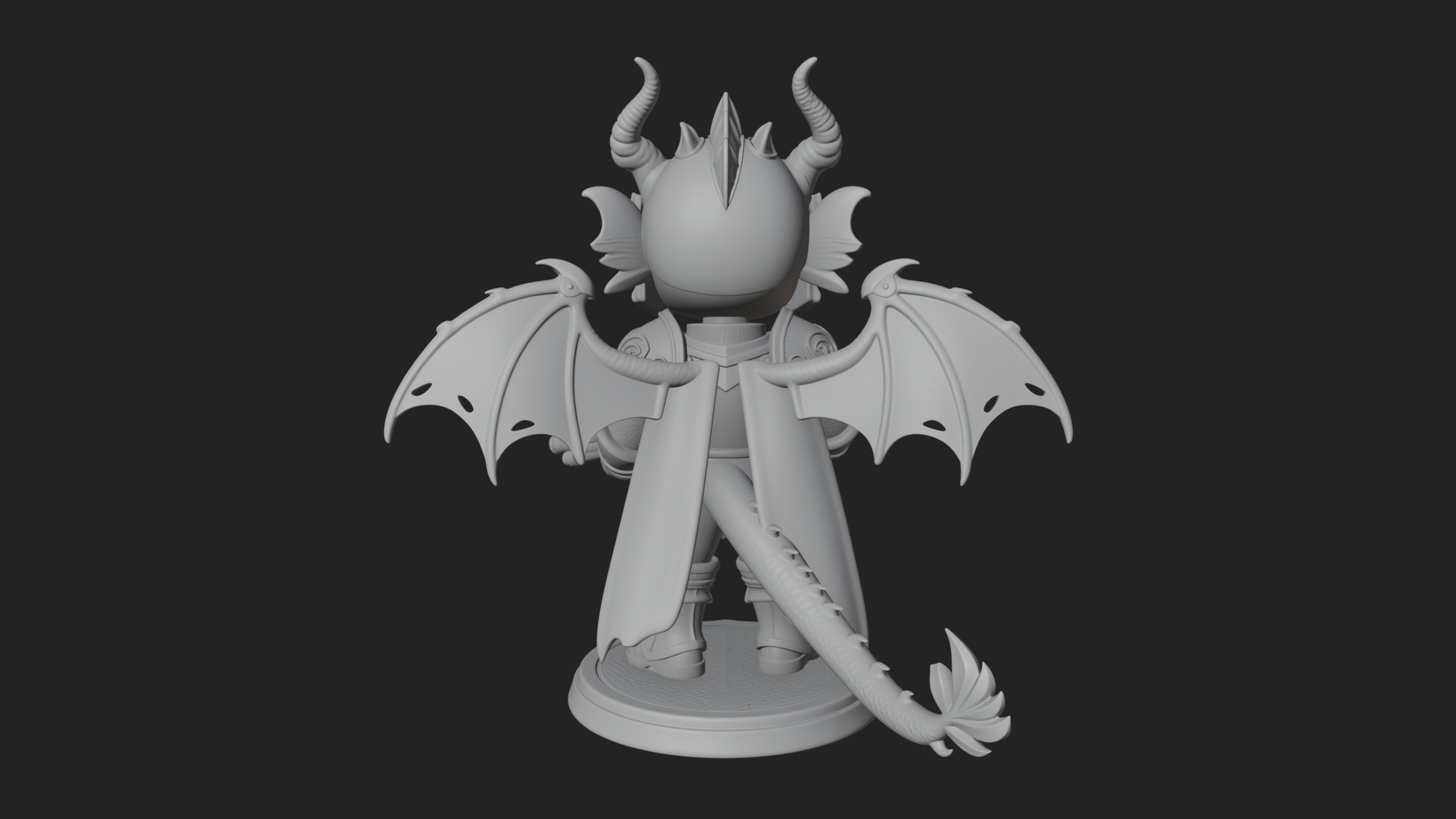 Chibi Dragon Wing Knight Statue Design 4 3D Print Model 3D Model