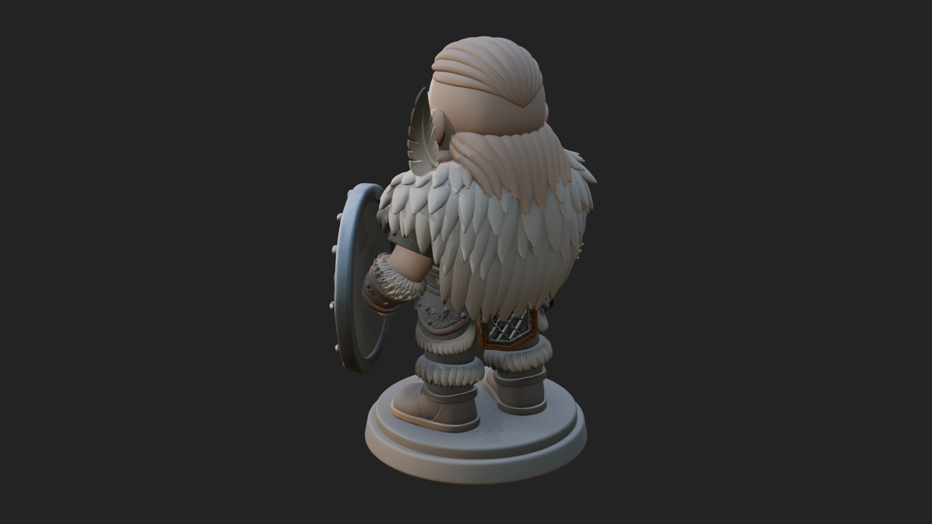 Chibi Dwarf with Shield Statue Design 1 3D Print Model 3D Model