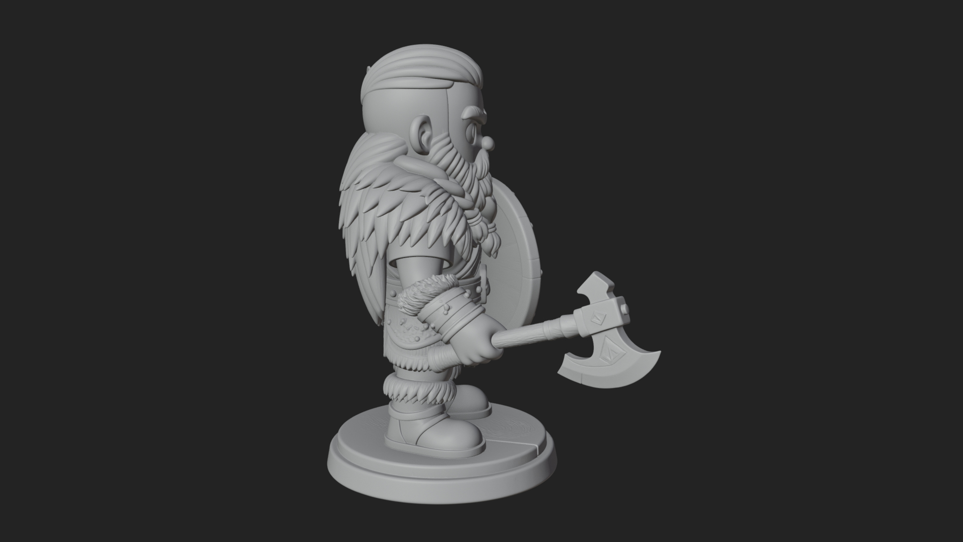 Chibi Dwarf with Shield Statue Design 1 3D Print Model 3D Model