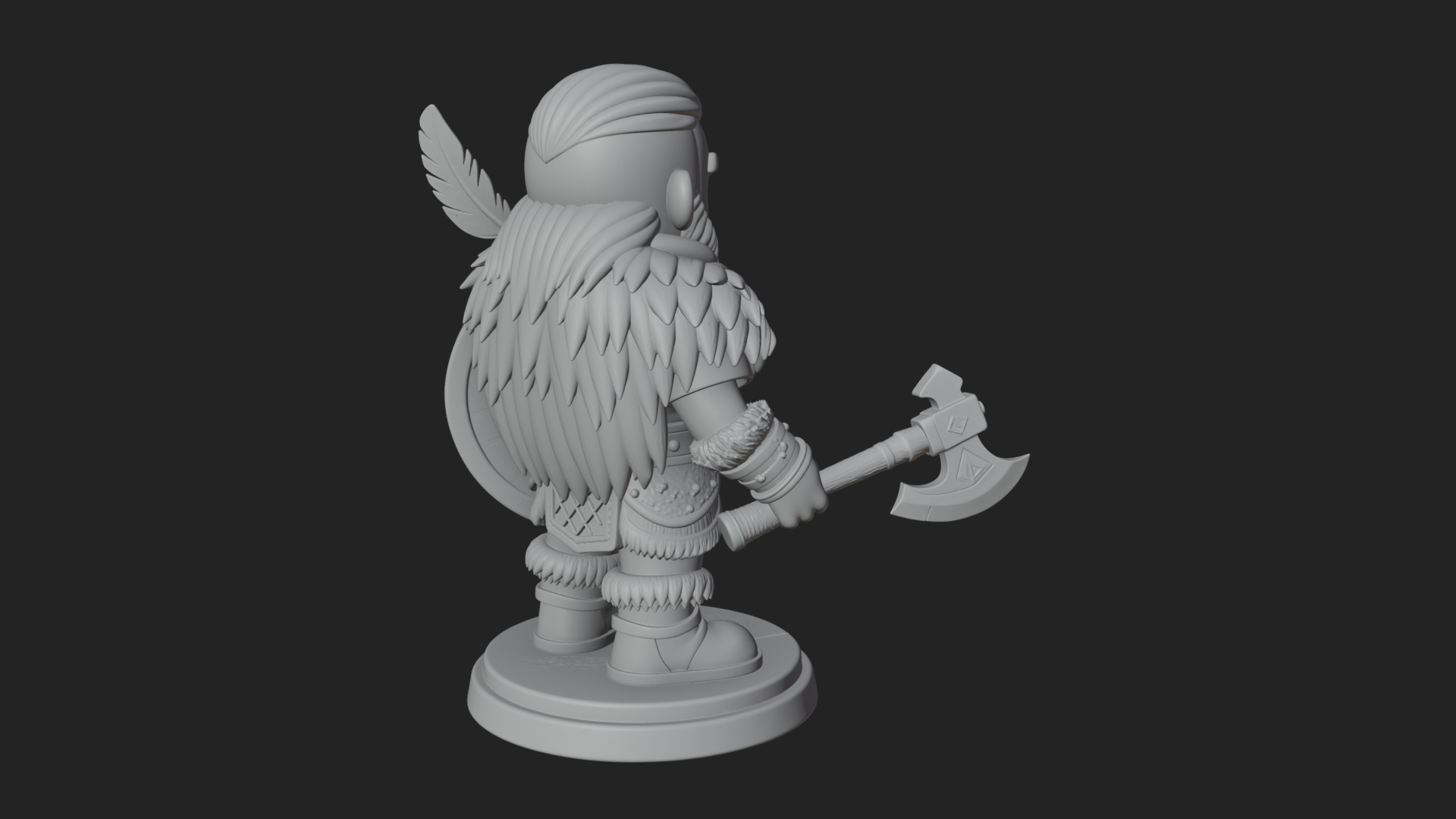 Chibi Dwarf with Shield Statue Design 1 3D Print Model 3D Model