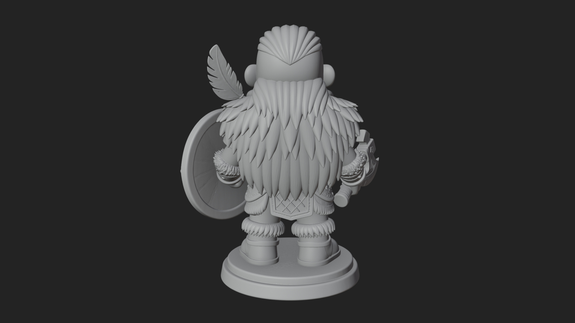 Chibi Dwarf with Shield Statue Design 1 3D Print Model 3D Model