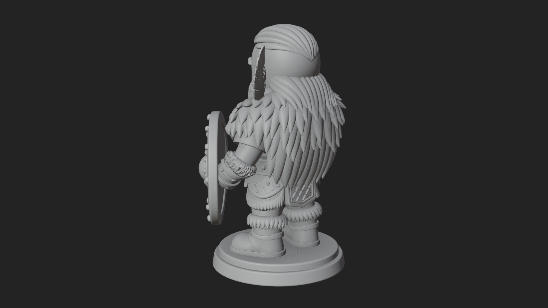 Chibi Dwarf with Shield Statue Design 1 3D Print Model 3D Model