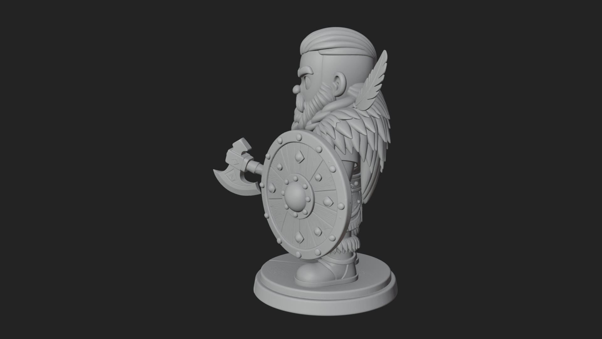 Chibi Dwarf with Shield Statue Design 1 3D Print Model 3D Model