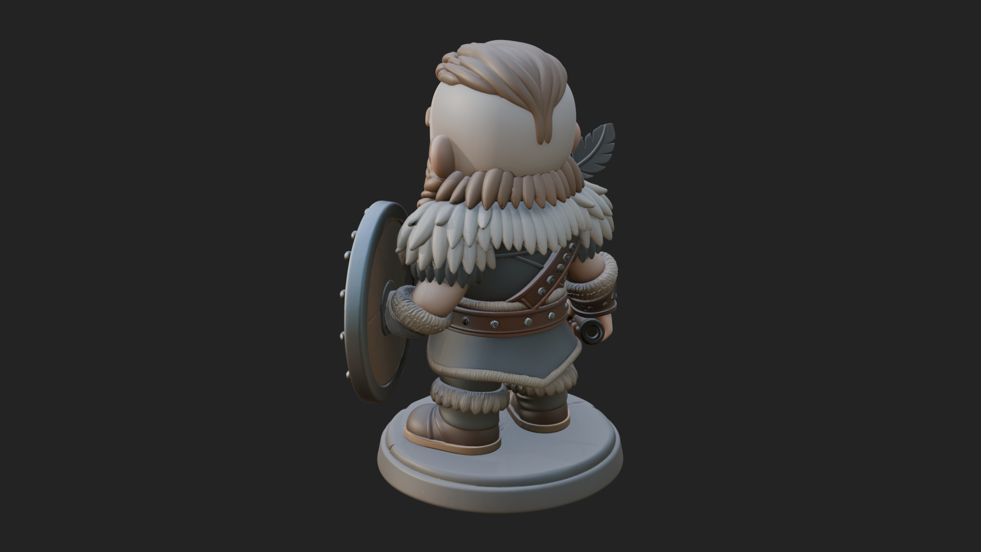 Chibi Dwarf with Shield Statue Design 2 3D Print Model 3D Model