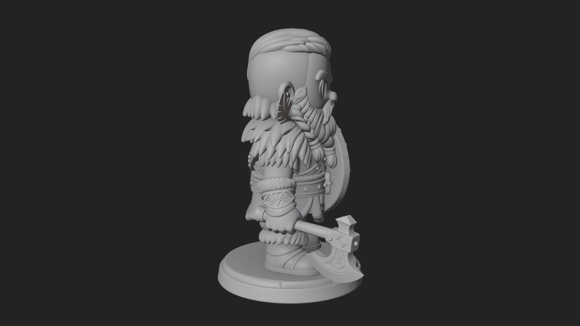 Chibi Dwarf with Shield Statue Design 2 3D Print Model 3D Model