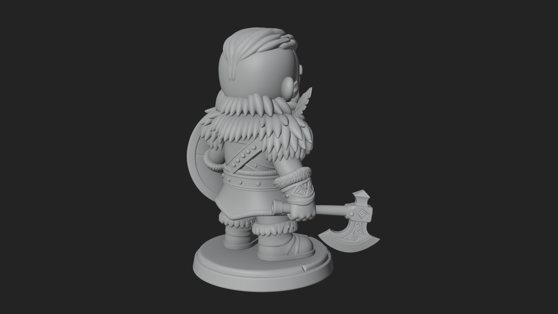 Chibi Dwarf with Shield Statue Design 2 3D Print Model 3D Model
