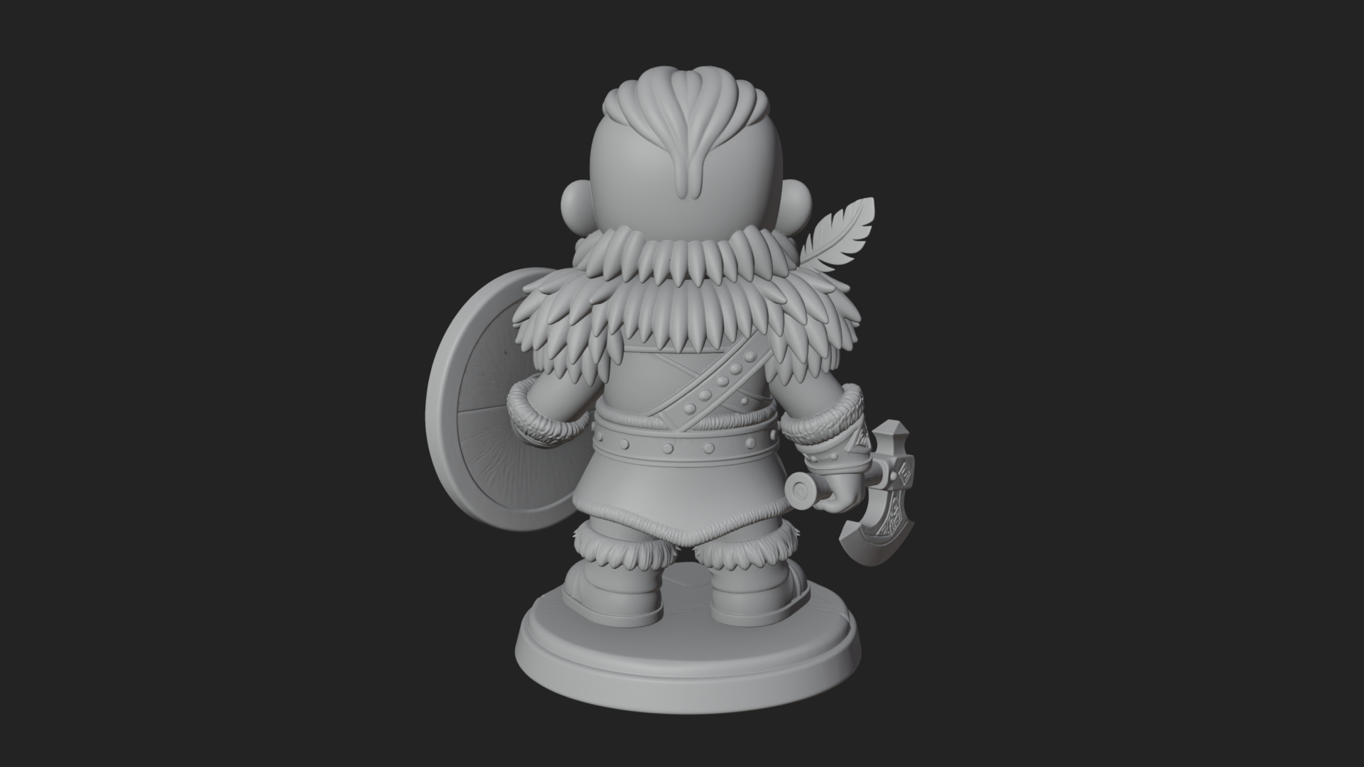Chibi Dwarf with Shield Statue Design 2 3D Print Model 3D Model