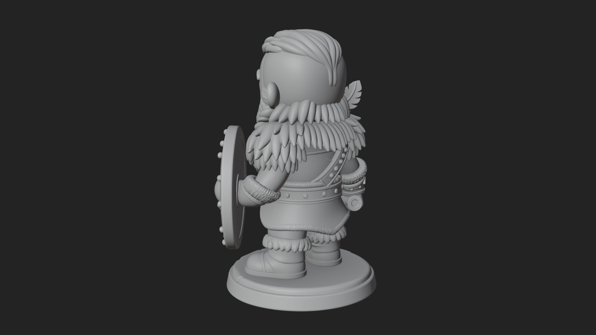 Chibi Dwarf with Shield Statue Design 2 3D Print Model 3D Model