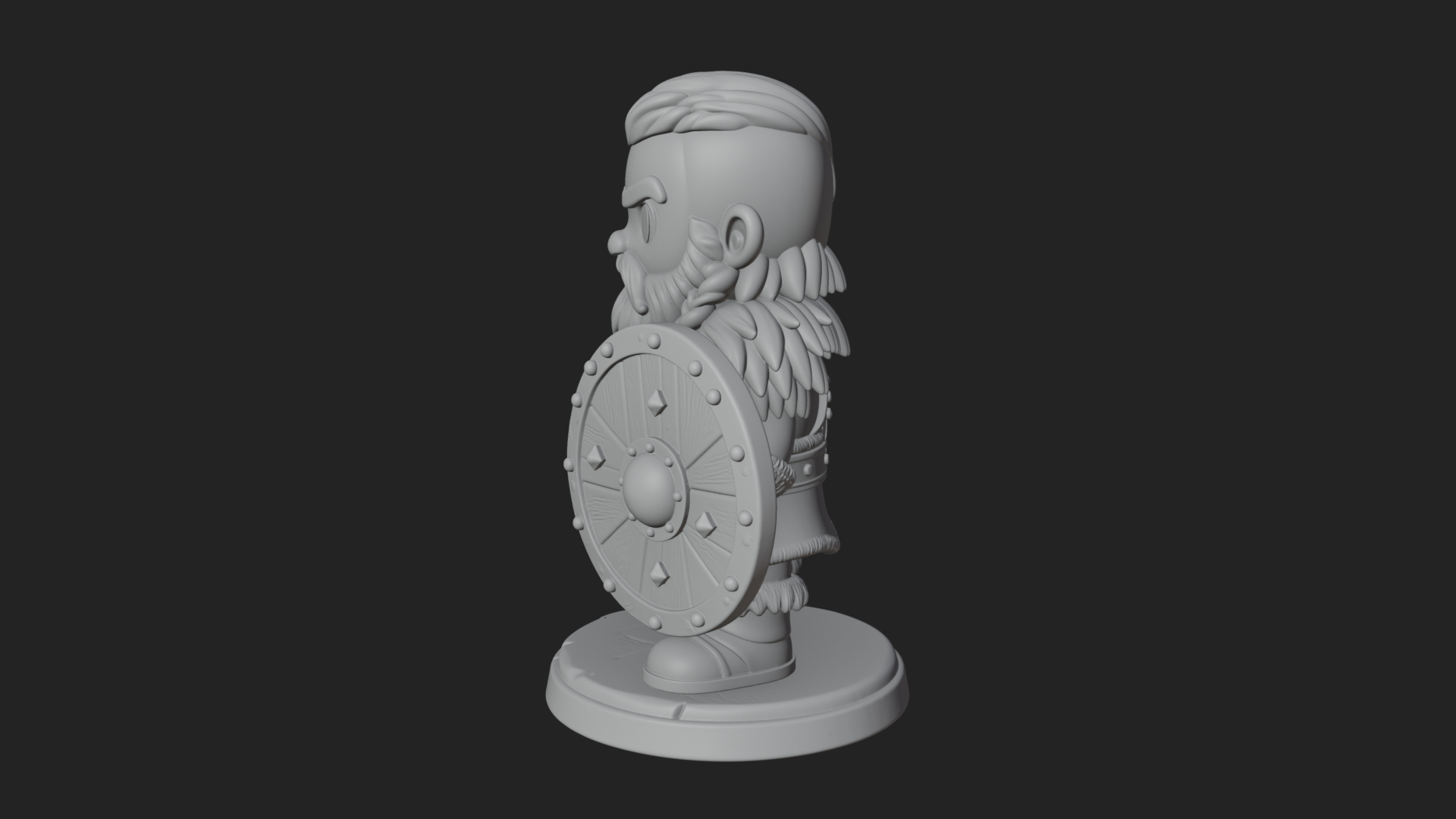 Chibi Dwarf with Shield Statue Design 2 3D Print Model 3D Model