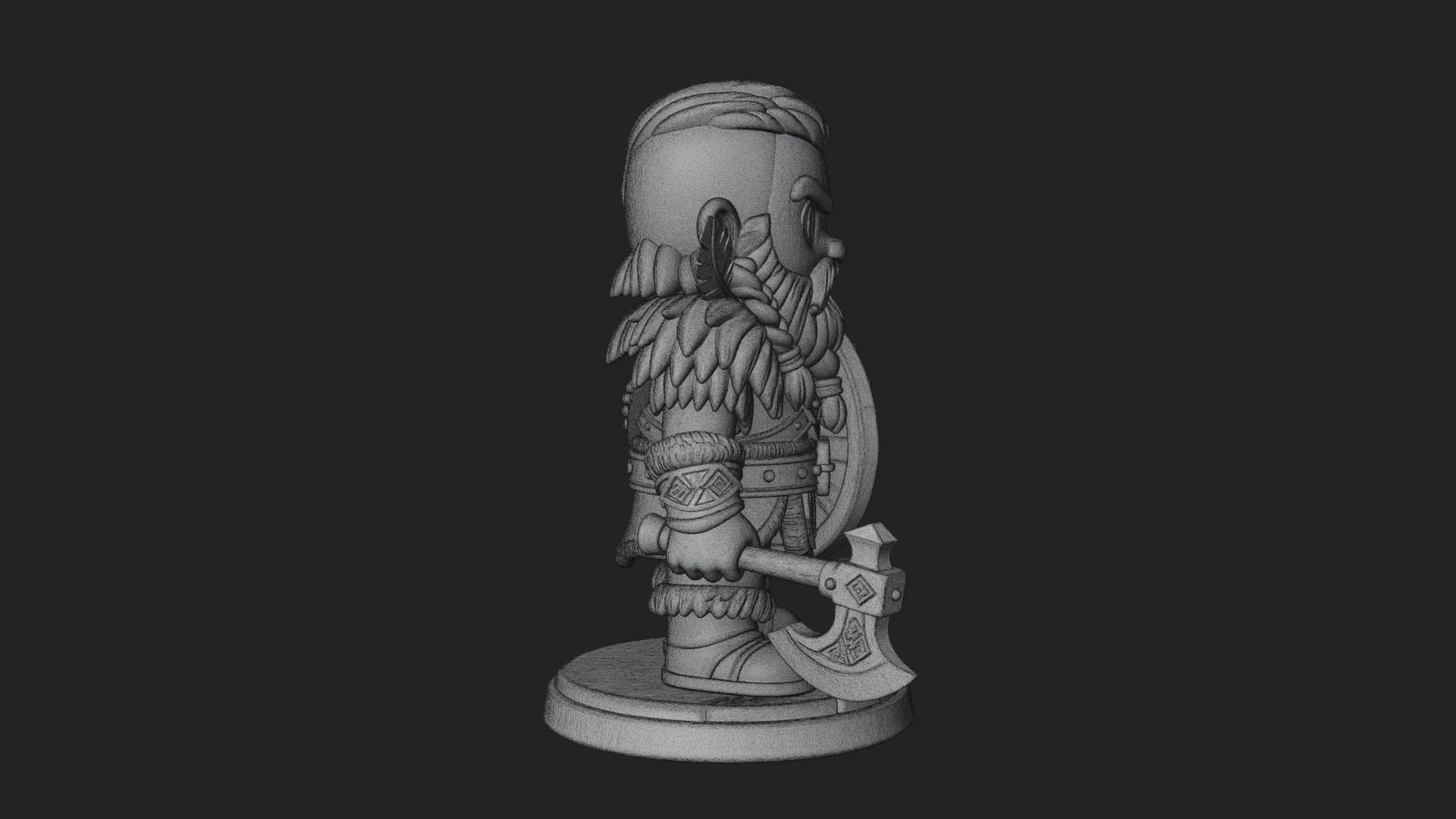 Chibi Dwarf with Shield Statue Design 2 3D Print Model 3D Model