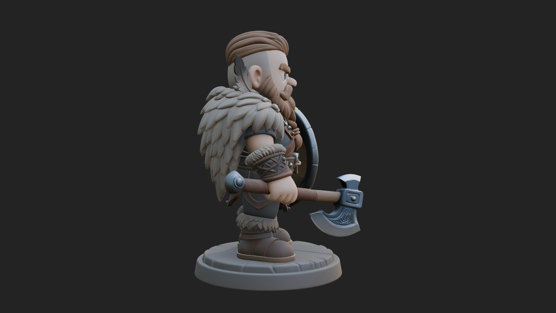 Chibi Dwarf With Shield Statue Design 3 3D Print Model 3D Model