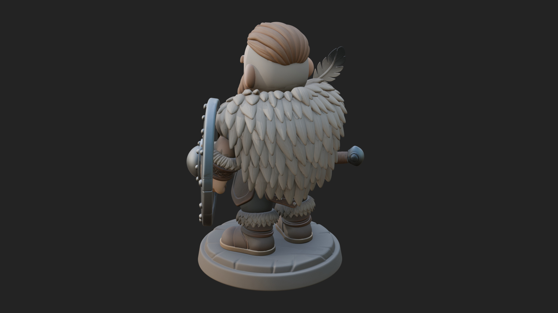 Chibi Dwarf With Shield Statue Design 3 3D Print Model 3D Model