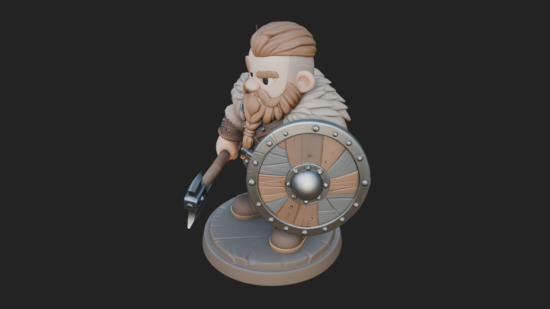 Chibi Dwarf With Shield Statue Design 3 3D Print Model 3D Model