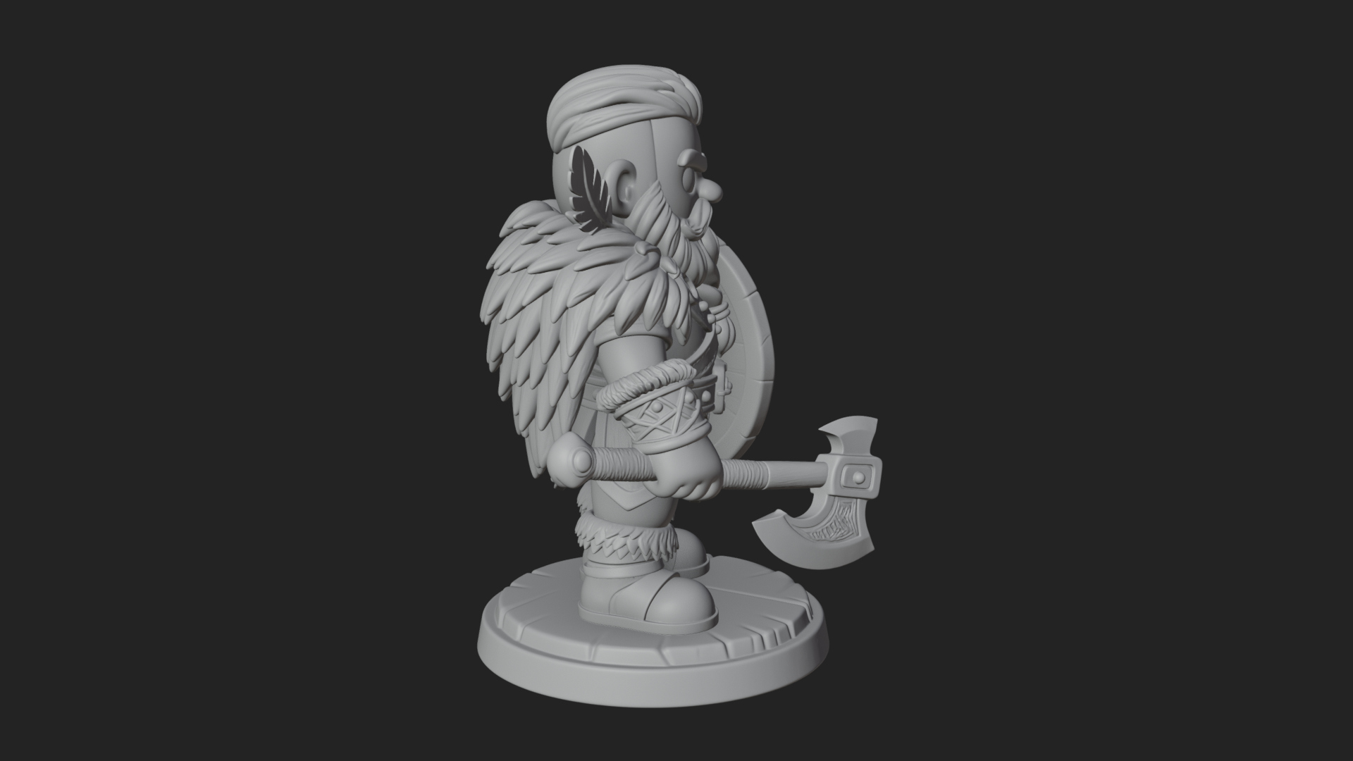 Chibi Dwarf With Shield Statue Design 3 3D Print Model 3D Model