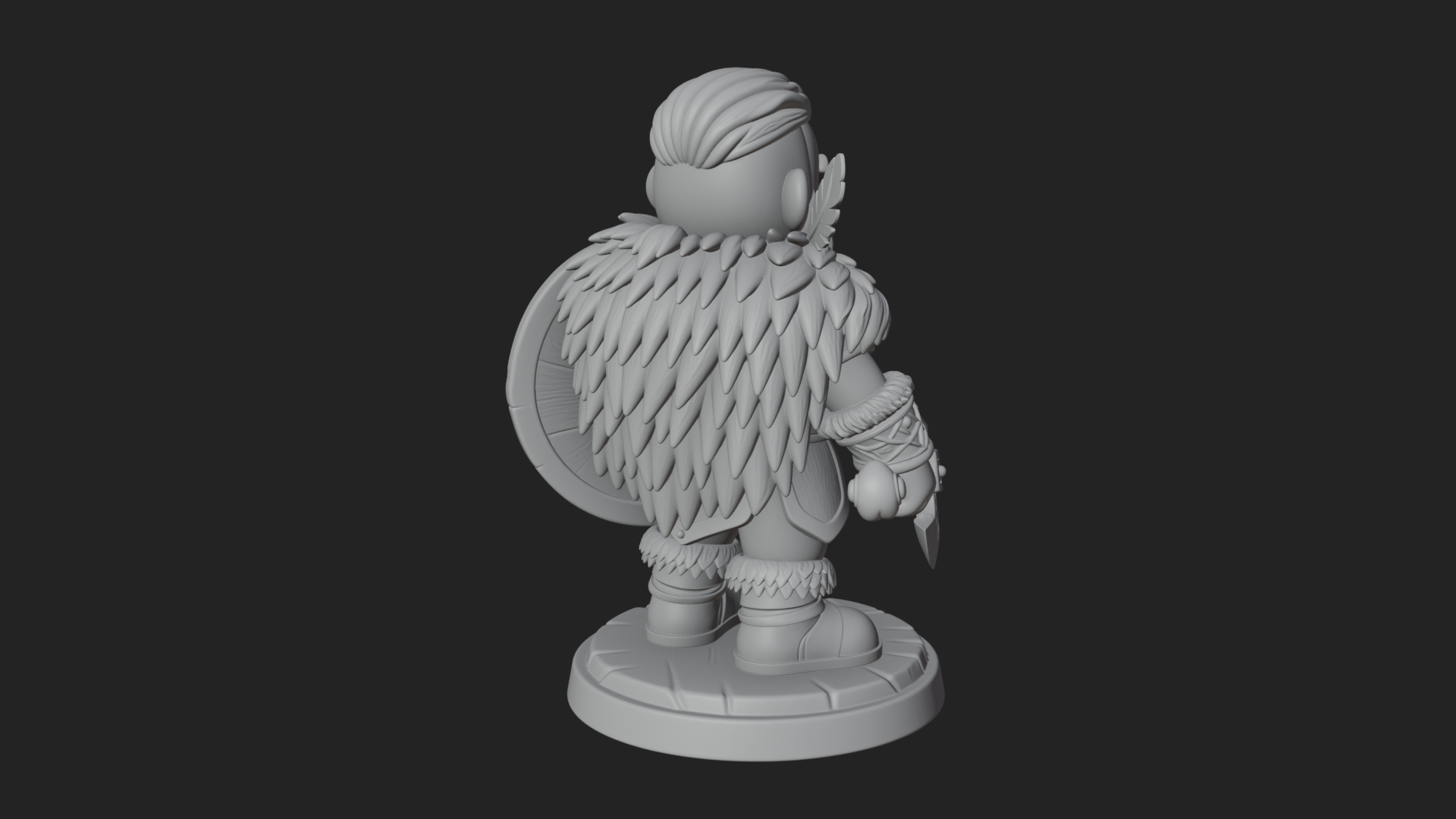 Chibi Dwarf With Shield Statue Design 3 3D Print Model 3D Model
