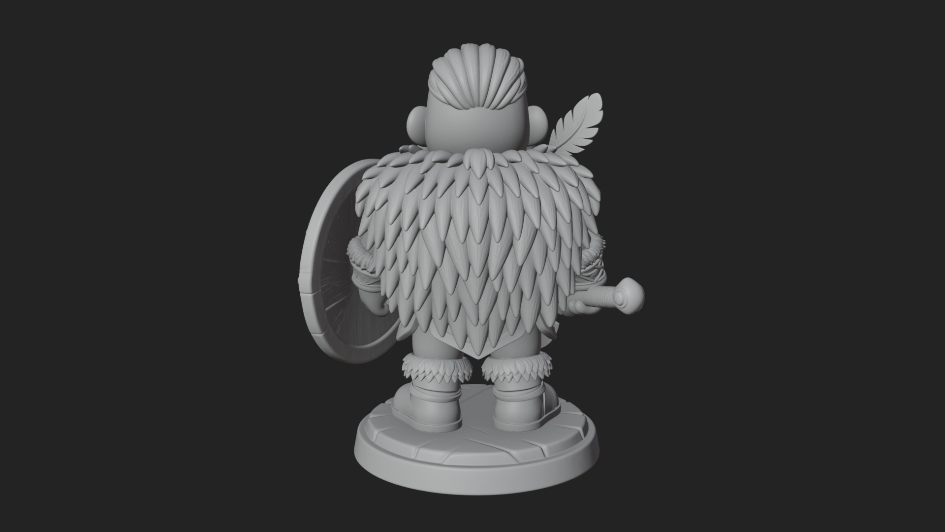 Chibi Dwarf With Shield Statue Design 3 3D Print Model 3D Model