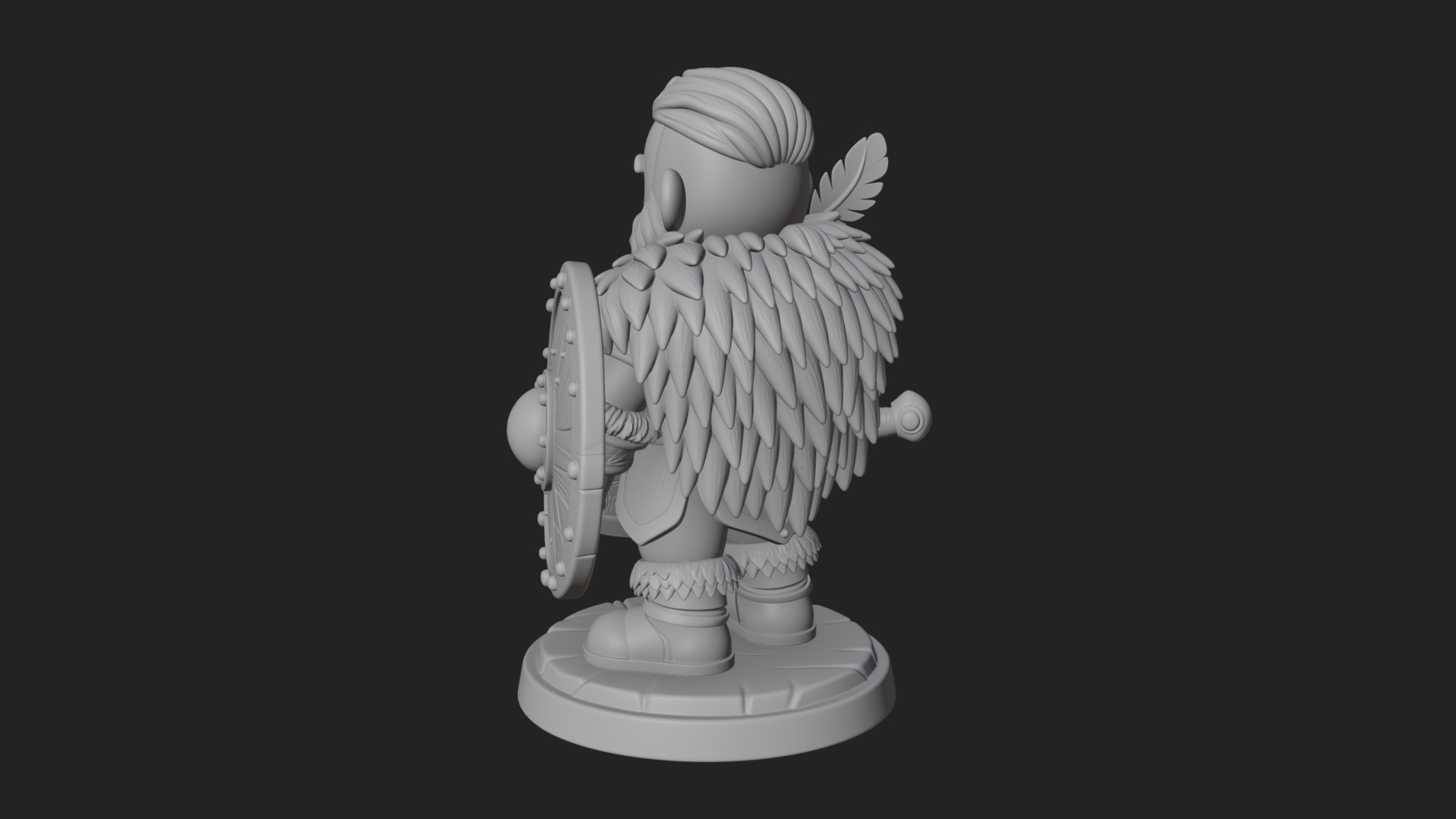 Chibi Dwarf With Shield Statue Design 3 3D Print Model 3D Model