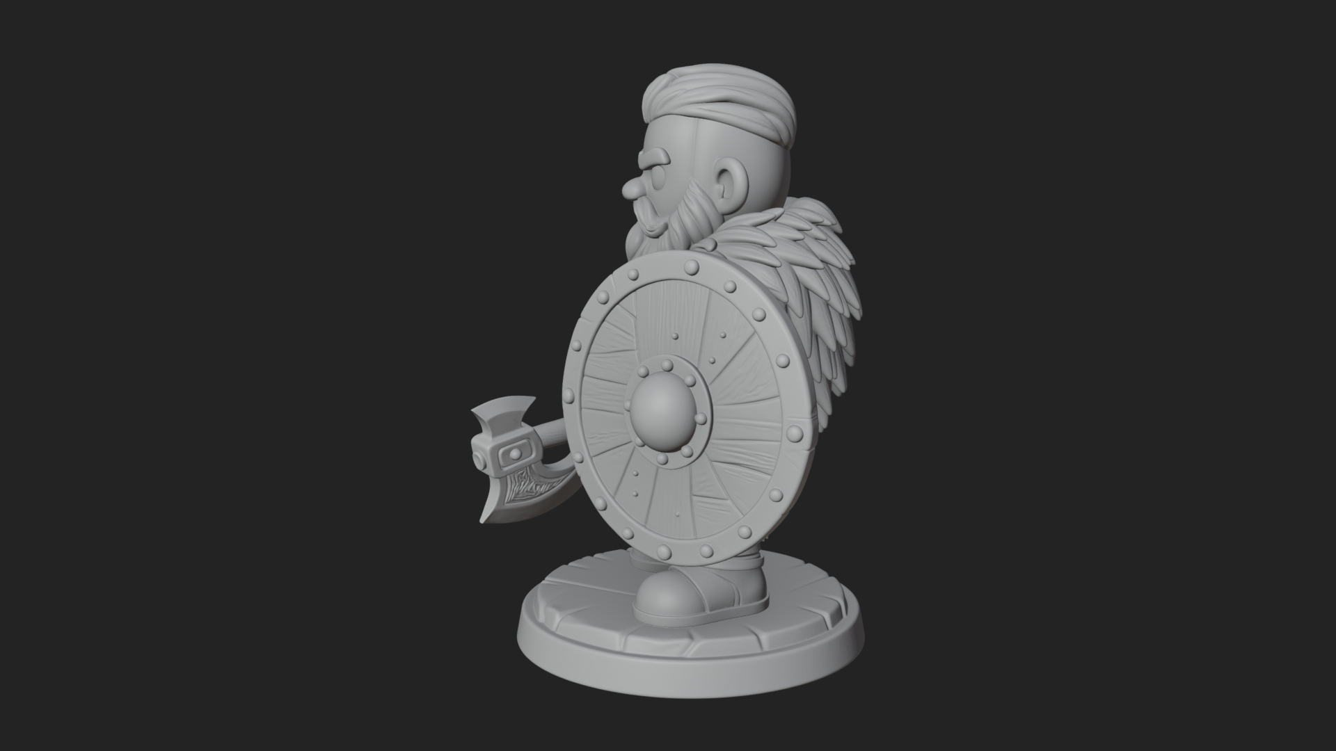 Chibi Dwarf With Shield Statue Design 3 3D Print Model 3D Model