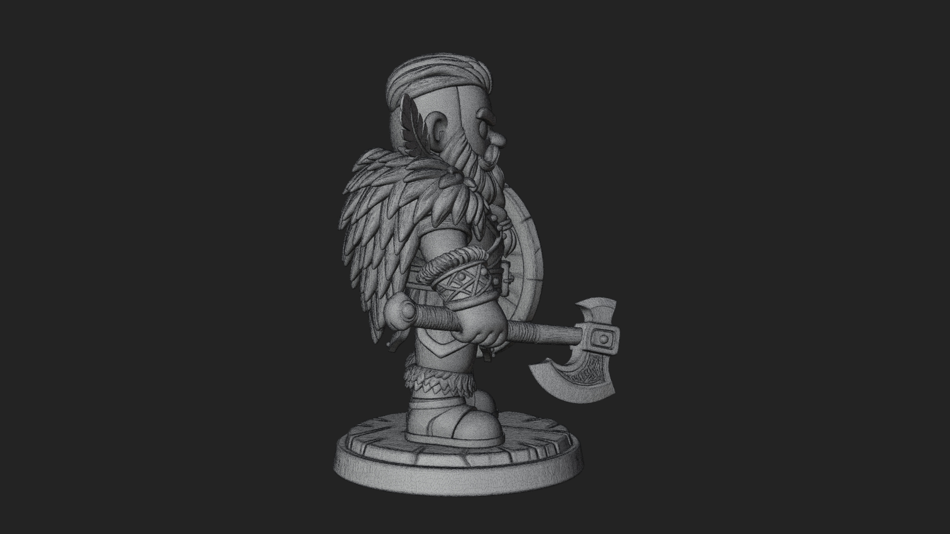Chibi Dwarf With Shield Statue Design 3 3D Print Model 3D Model