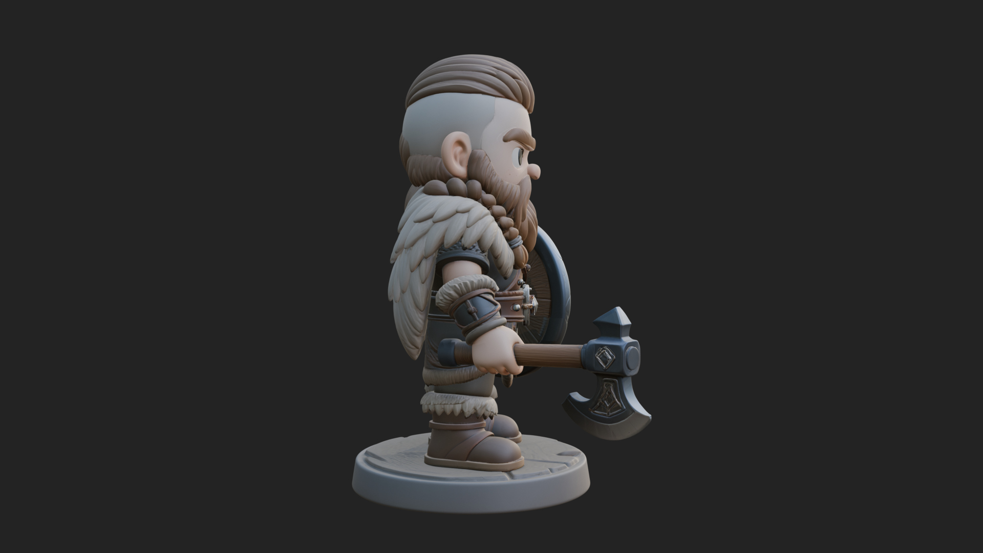 Chibi Dwarf with Shield Statue Design 4 3D Print Model 3D Model